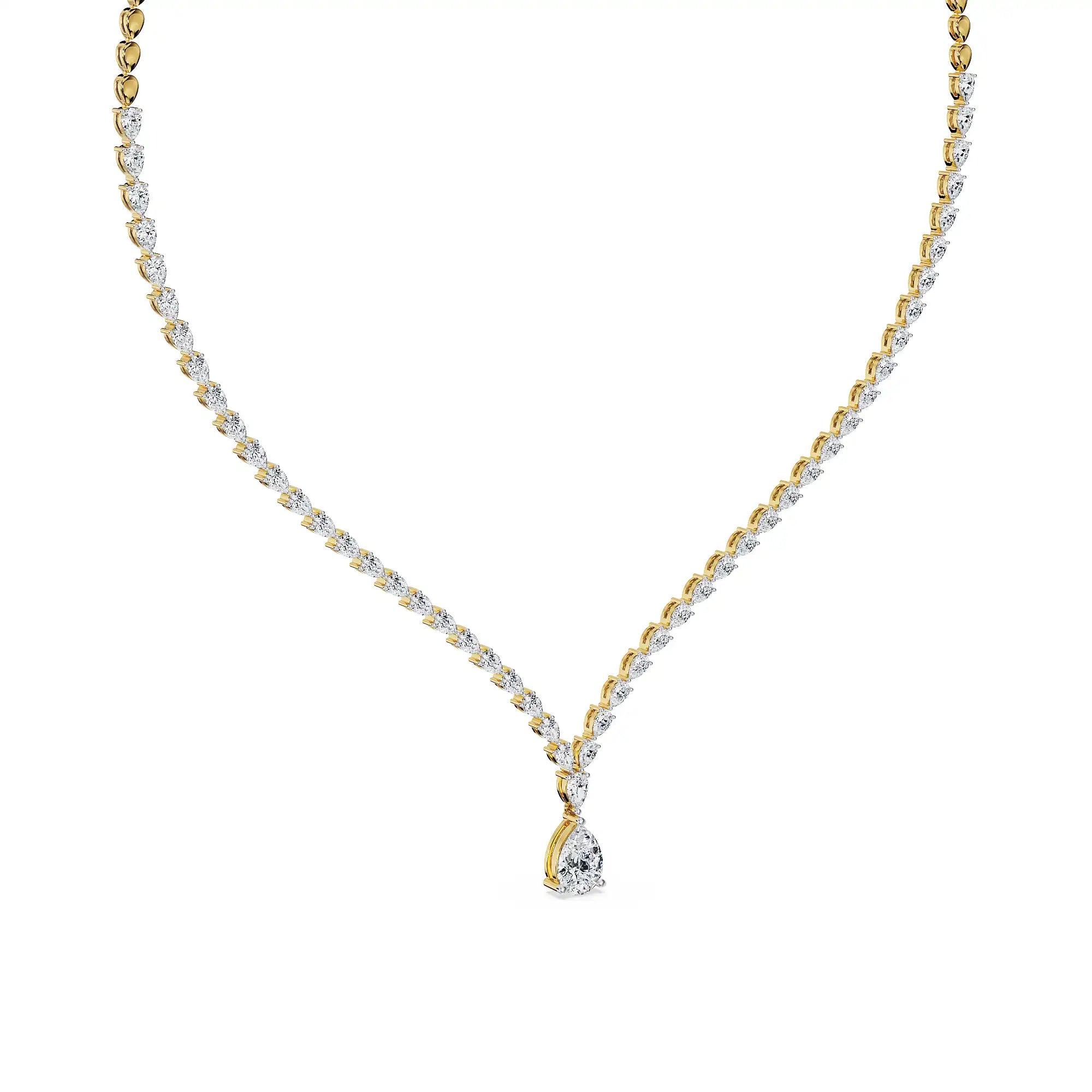 Raindrop Lab Grown Diamond Necklace - side view