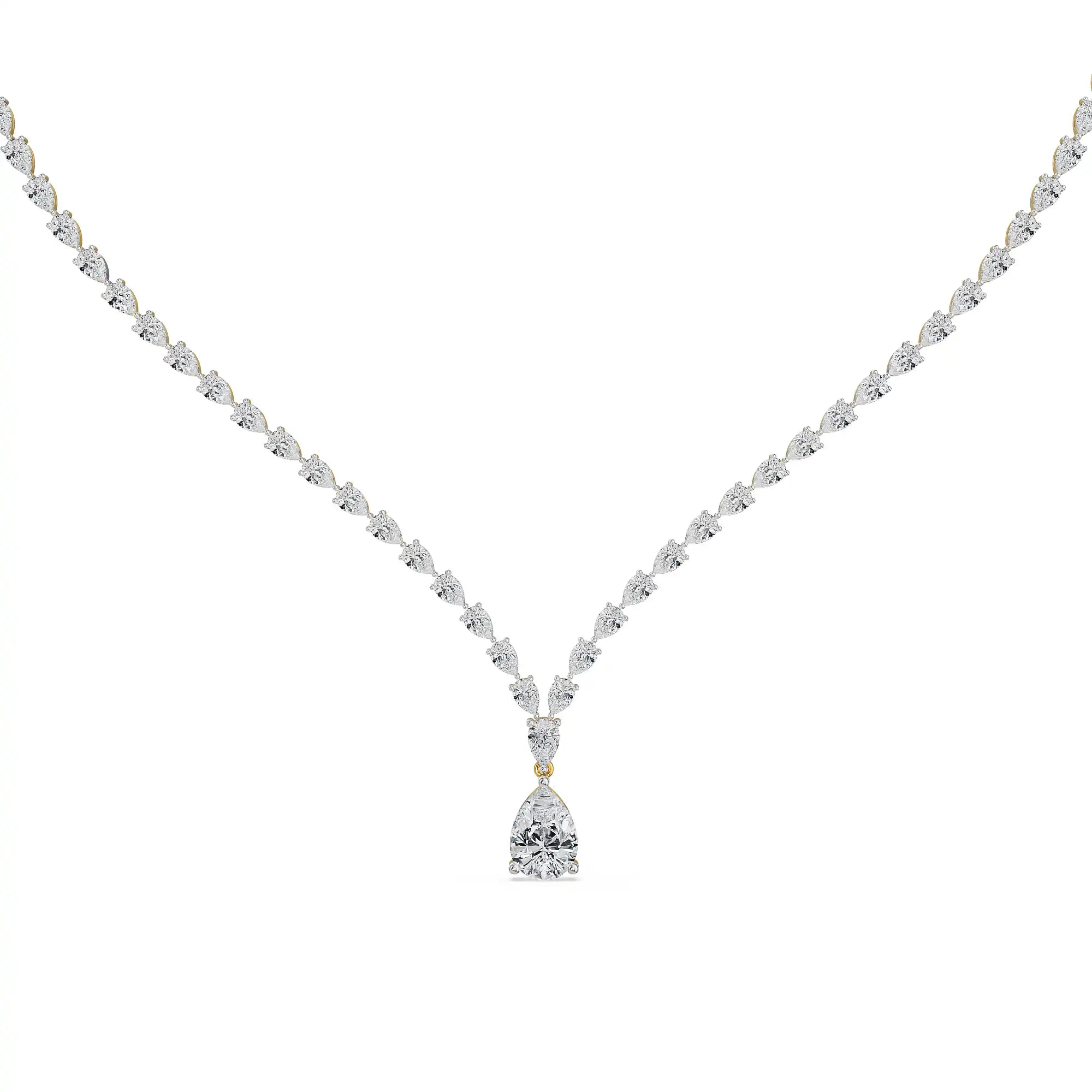 Raindrop Lab Grown Diamond Necklace - perspective view
