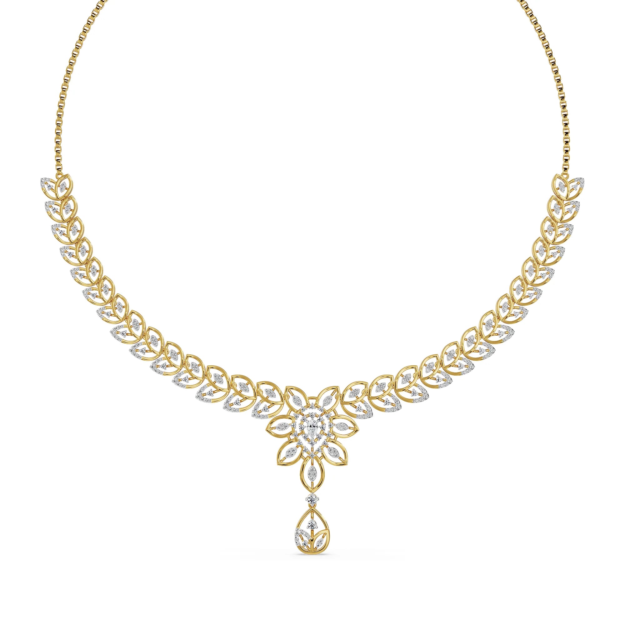 The Garden of Glow Lab Grown Diamond Necklace - top view in 9KT