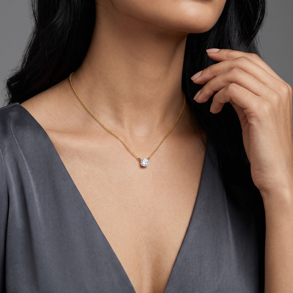 1 CT Lab Grown Diamond Solitaire Necklace