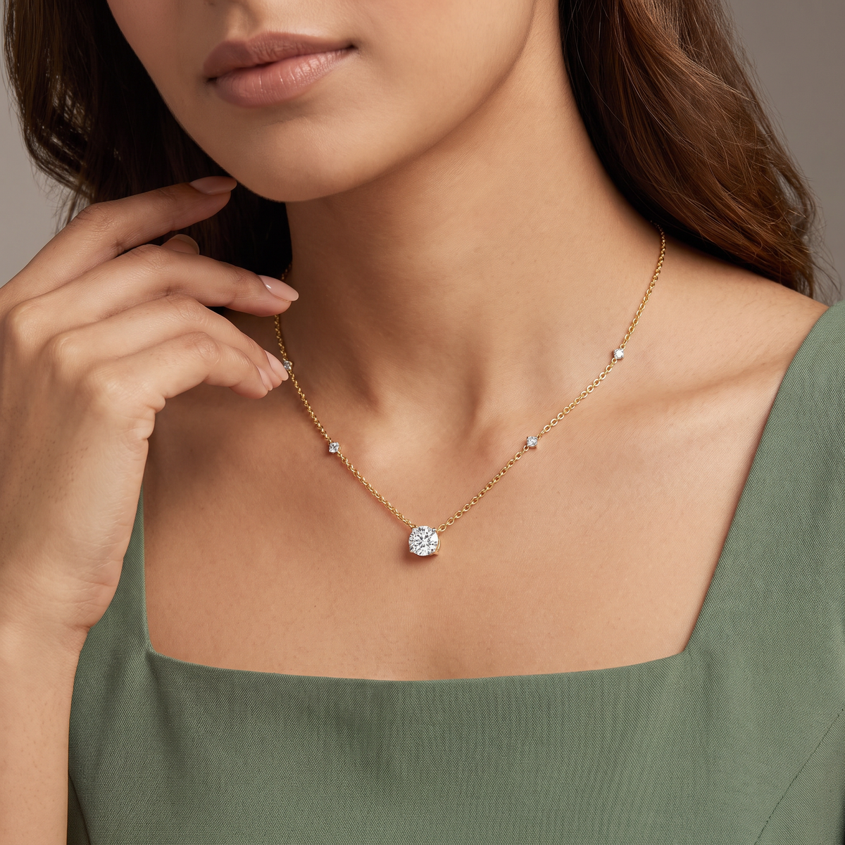 1 CT Solitaire Lab Grown Diamond Necklace