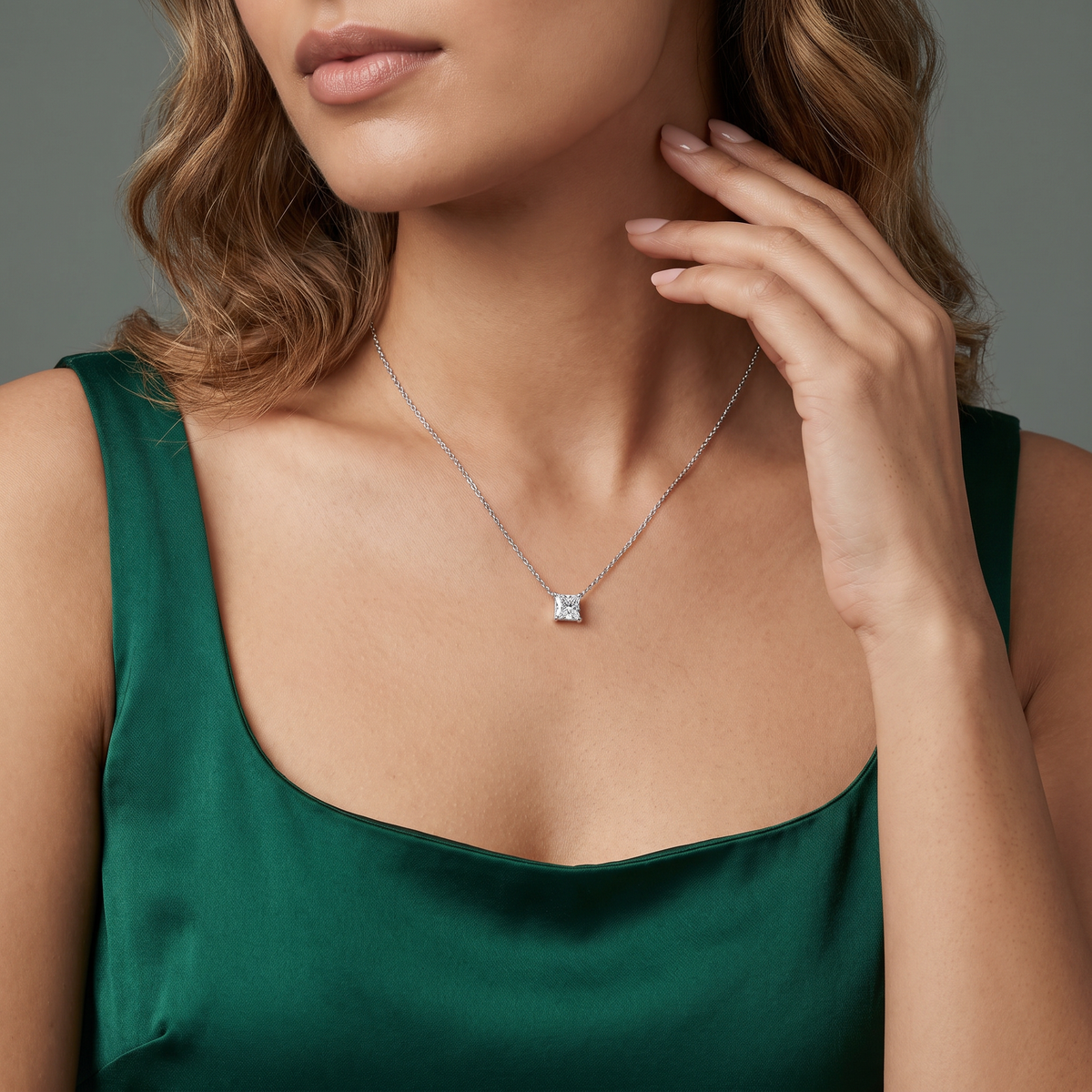 0.5 CT Princess Lab Grown Diamond Necklace