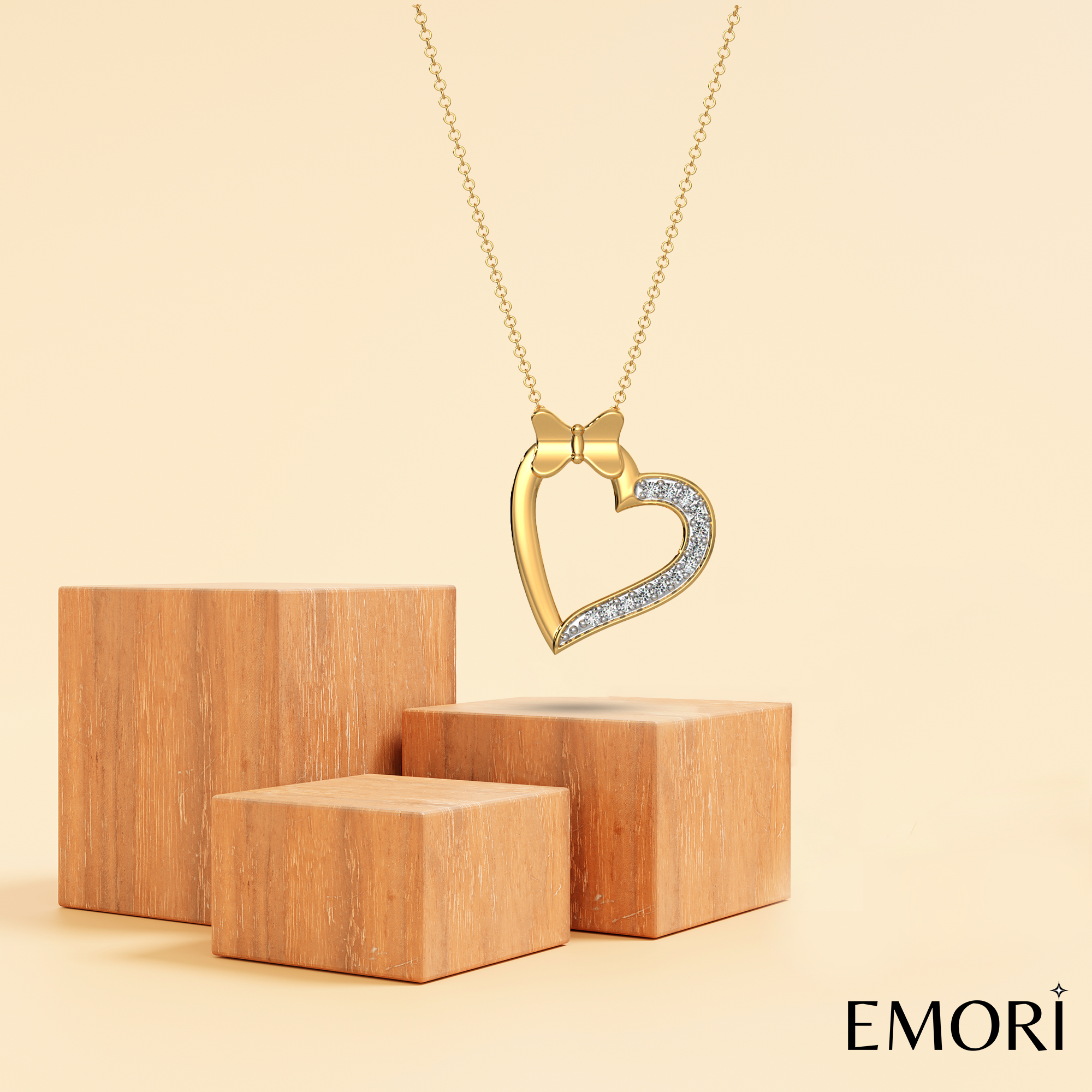 Bow of Love Diamond Necklace Prospective View