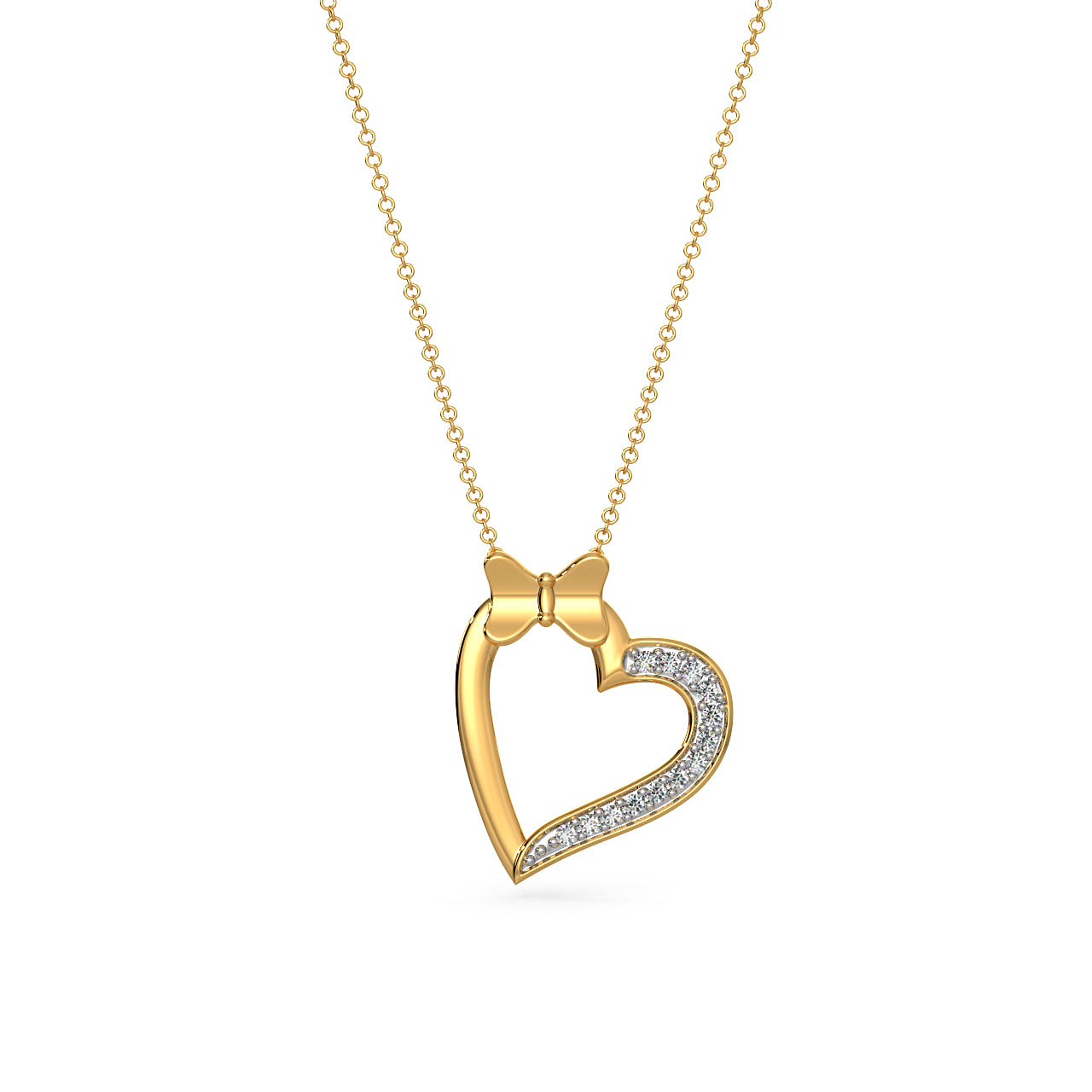 Bow of Love Diamond Necklace Front View