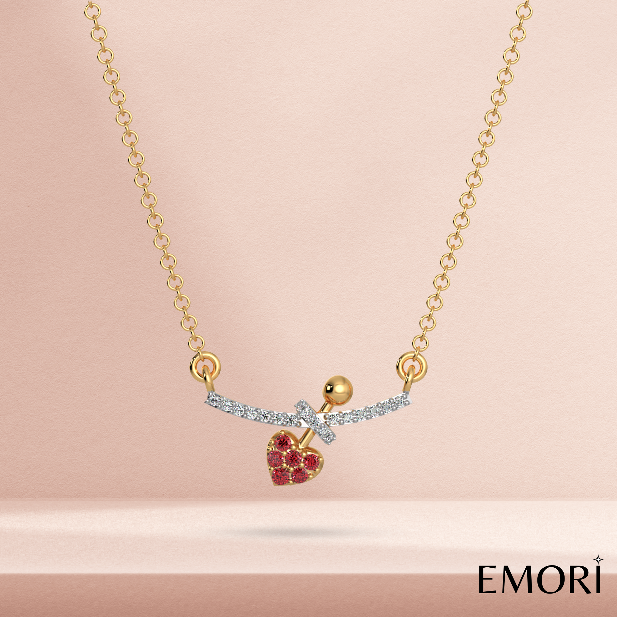 Love Struck Diamond Heart Necklace Prospective View