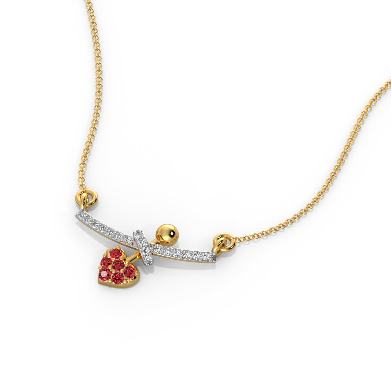 Love Struck Diamond Heart Necklace Top View