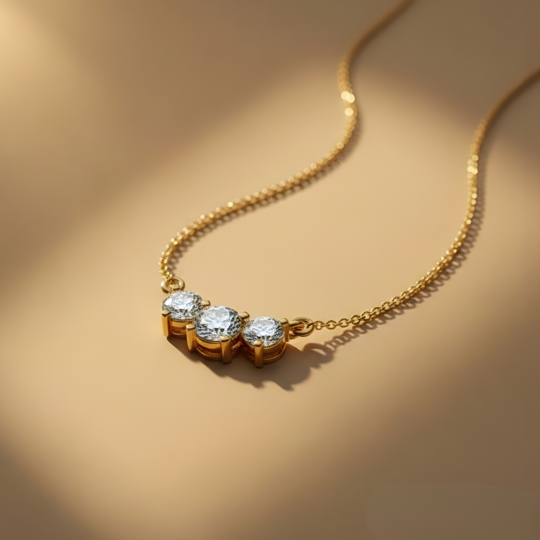 Triple Solitaire Diamond Necklace