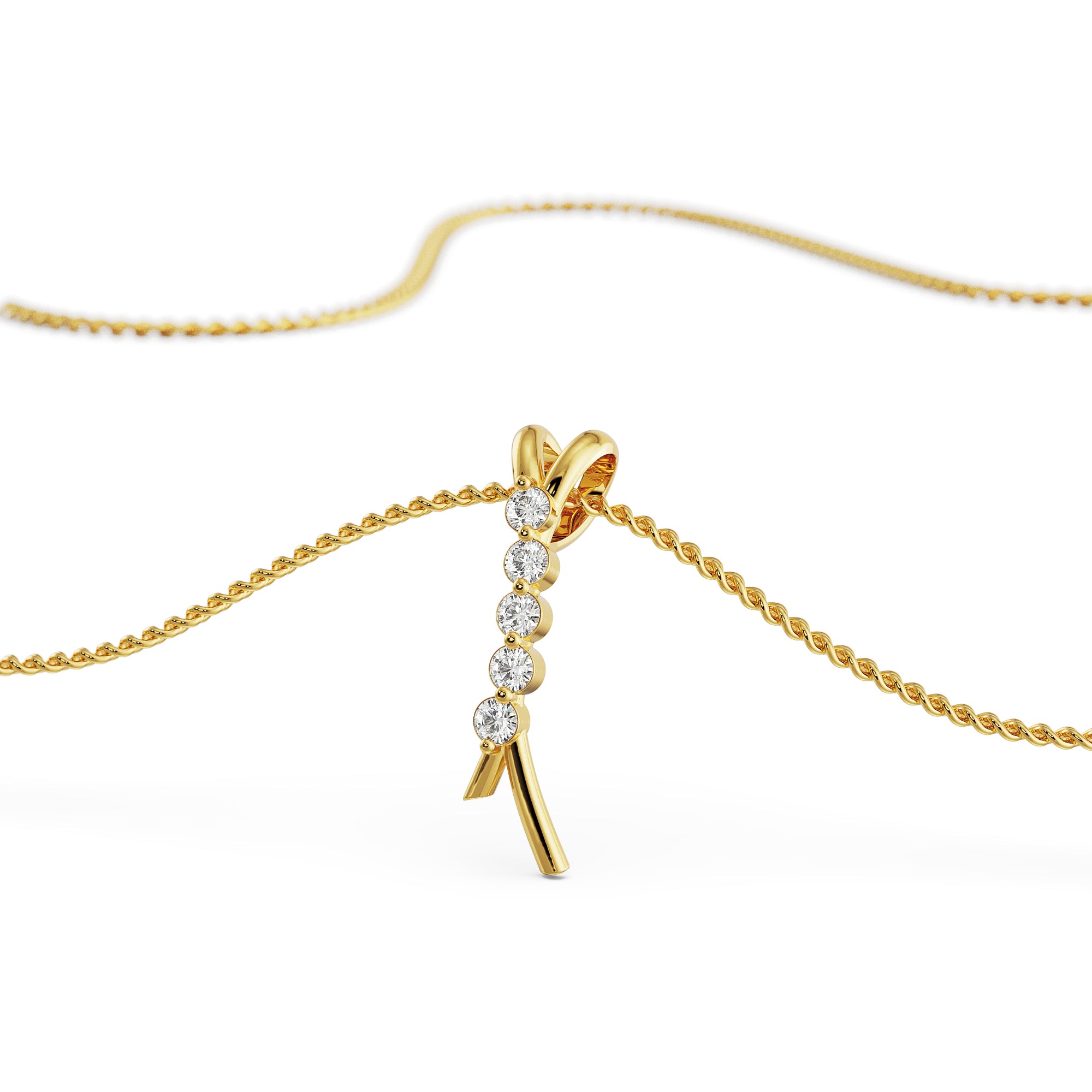 Five Stone Diamond Pendant Prospective view