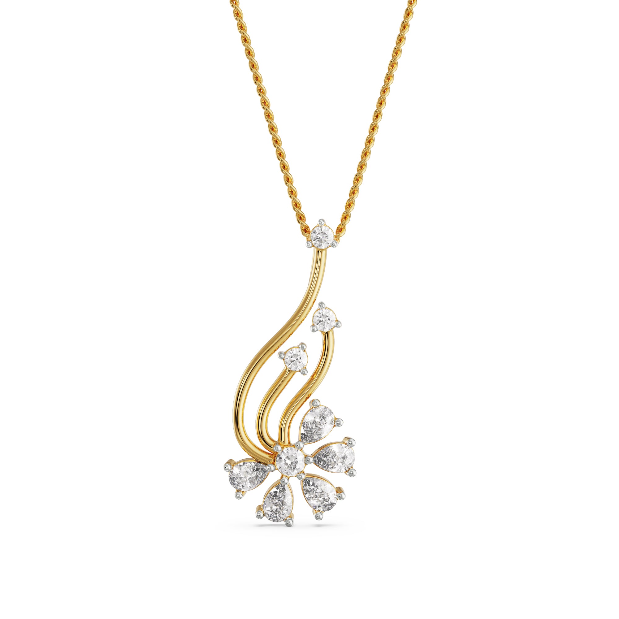 Floral Fantasy Diamond Pendant Front View