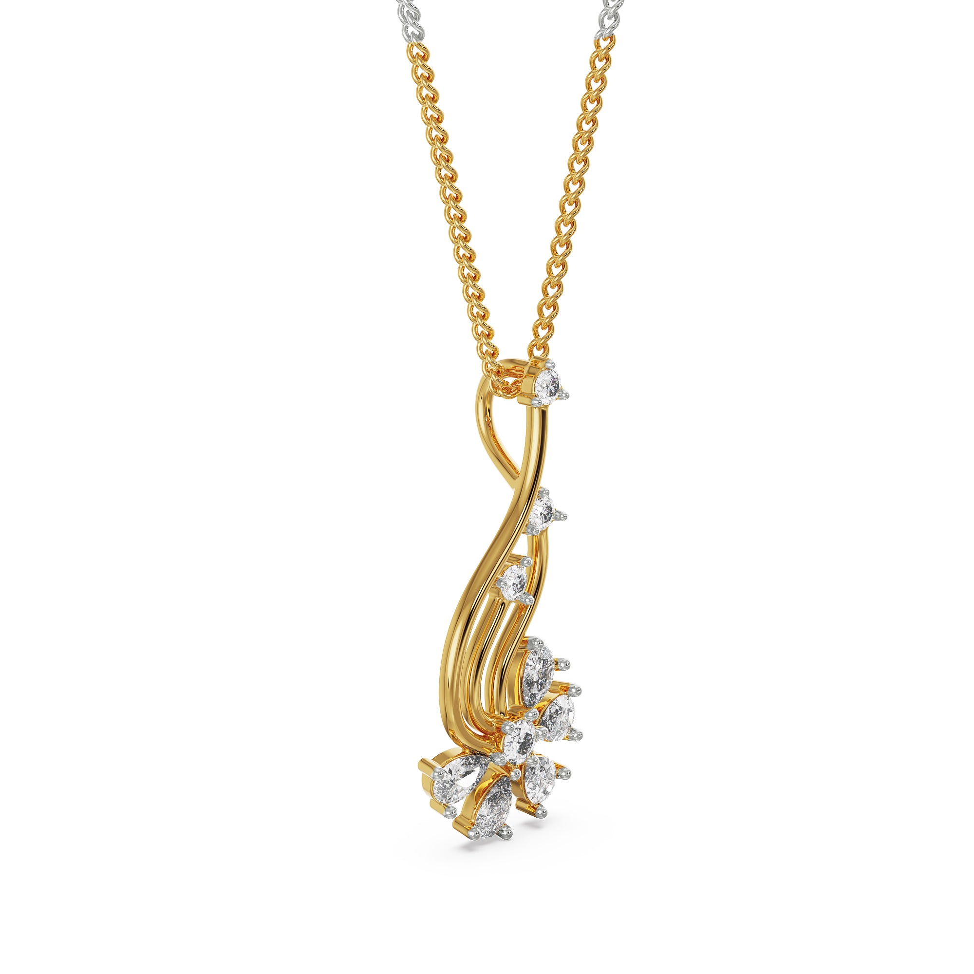 Floral Fantasy Diamond Pendant Side View