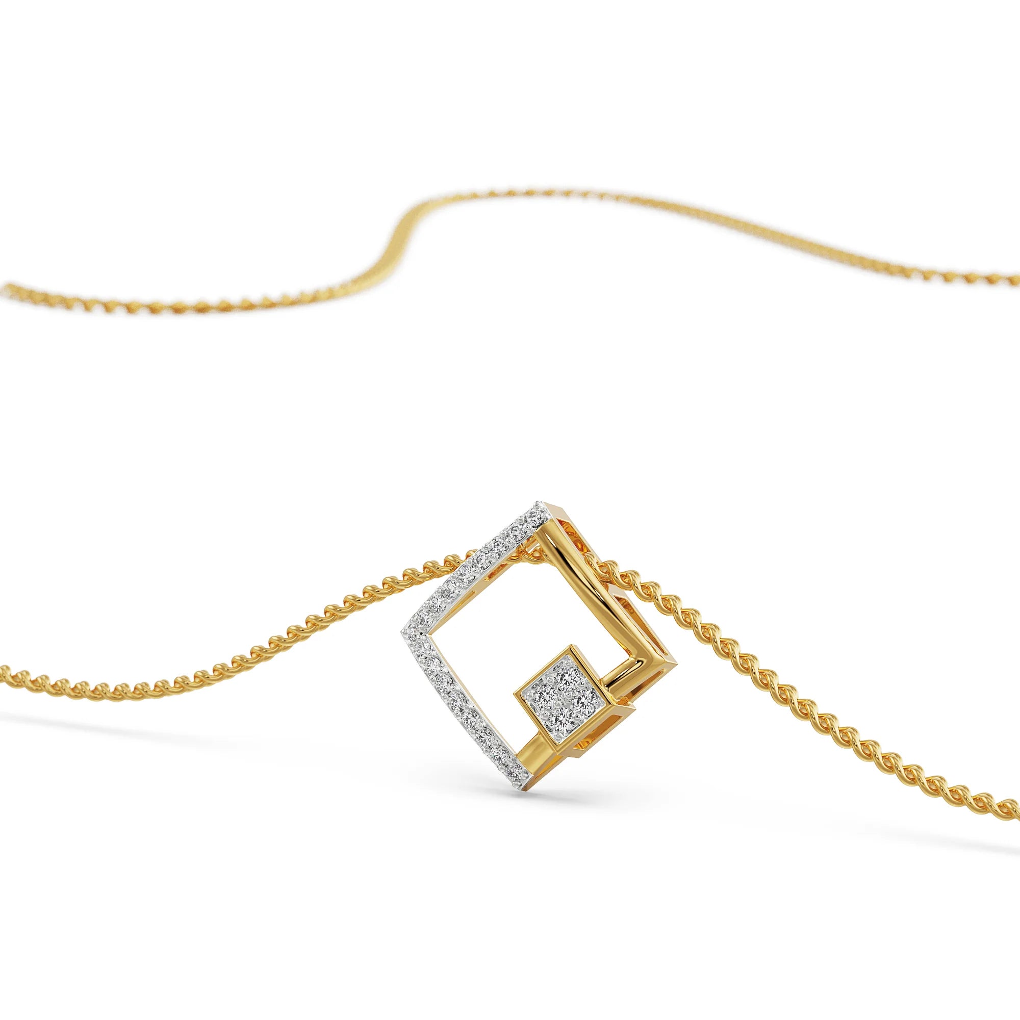 Squared Beauty Pendant Prospective View in 9KT