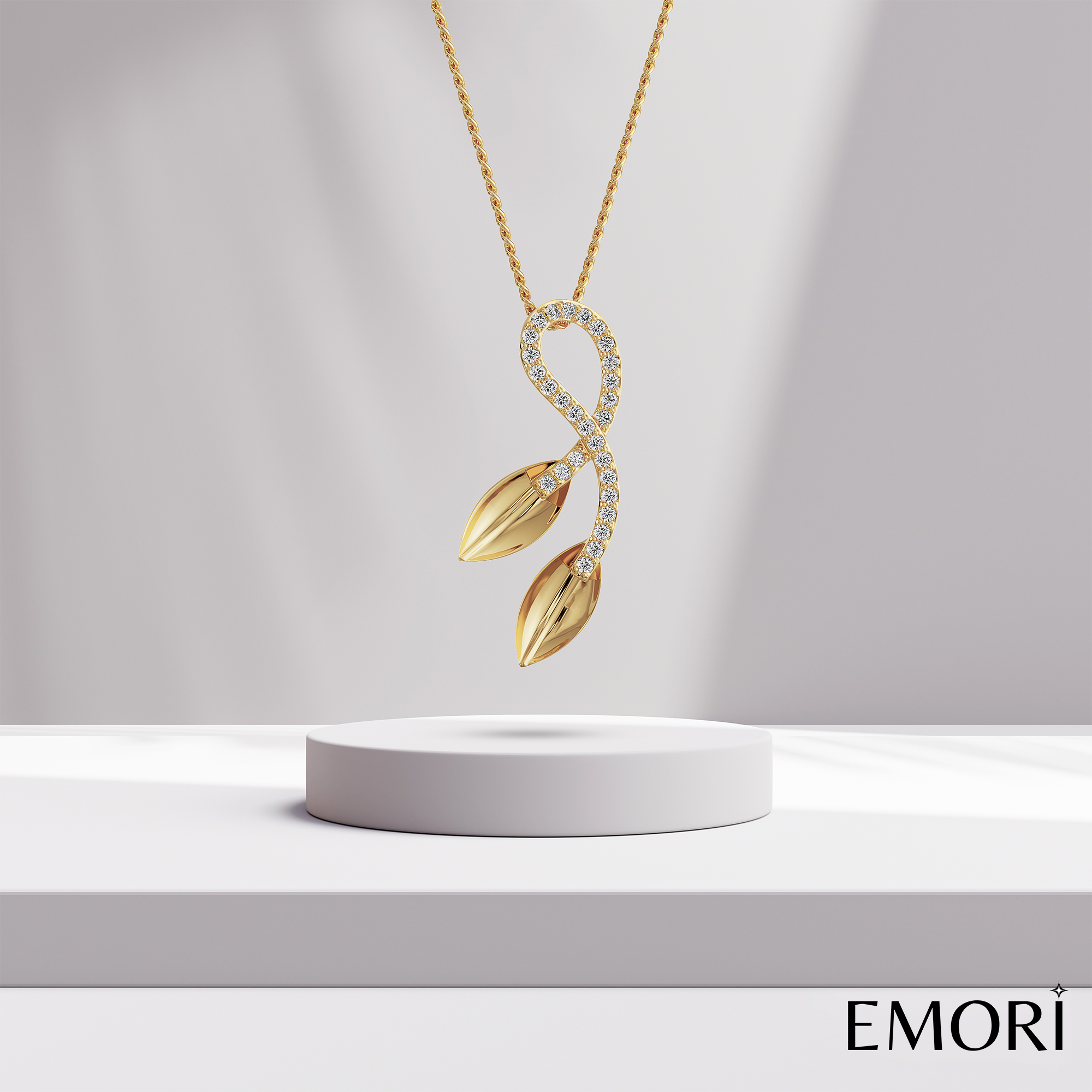 Lab Grown Diamond Leaf Fusion Pendant_in-stock