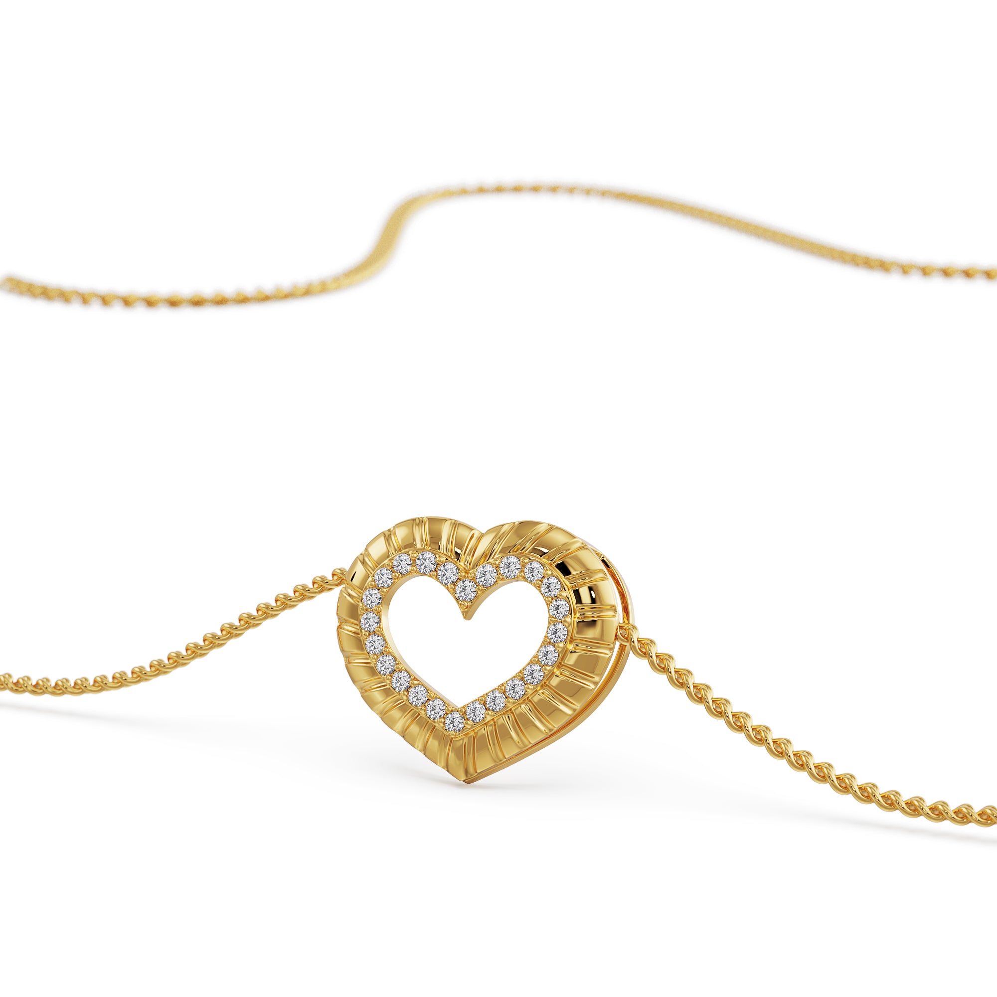 Blushing Heart Diamond Pendant Prospective view