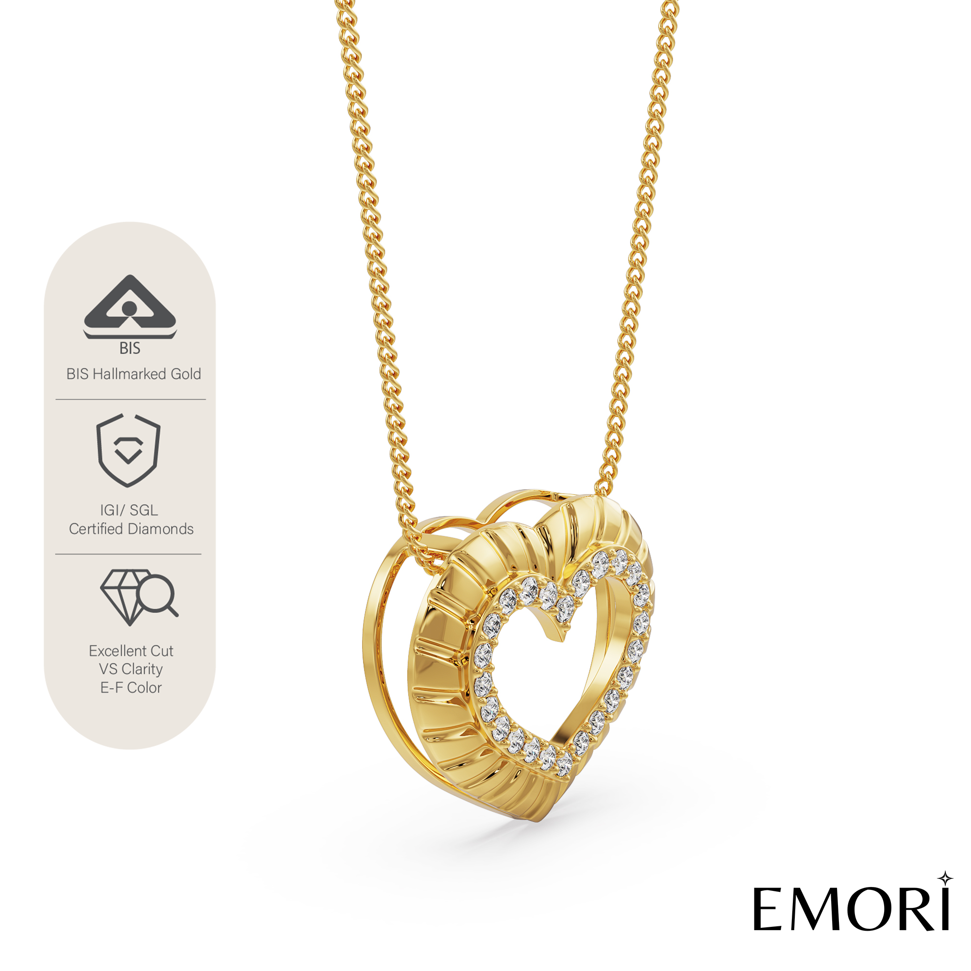 Blushing Heart Diamond Pendant Side View