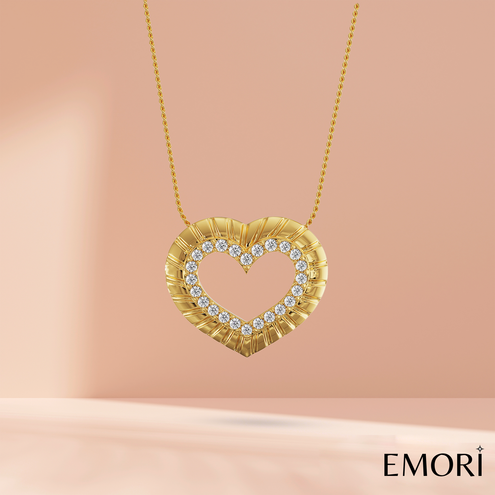 Blushing Heart Diamond Pendant Prospective View