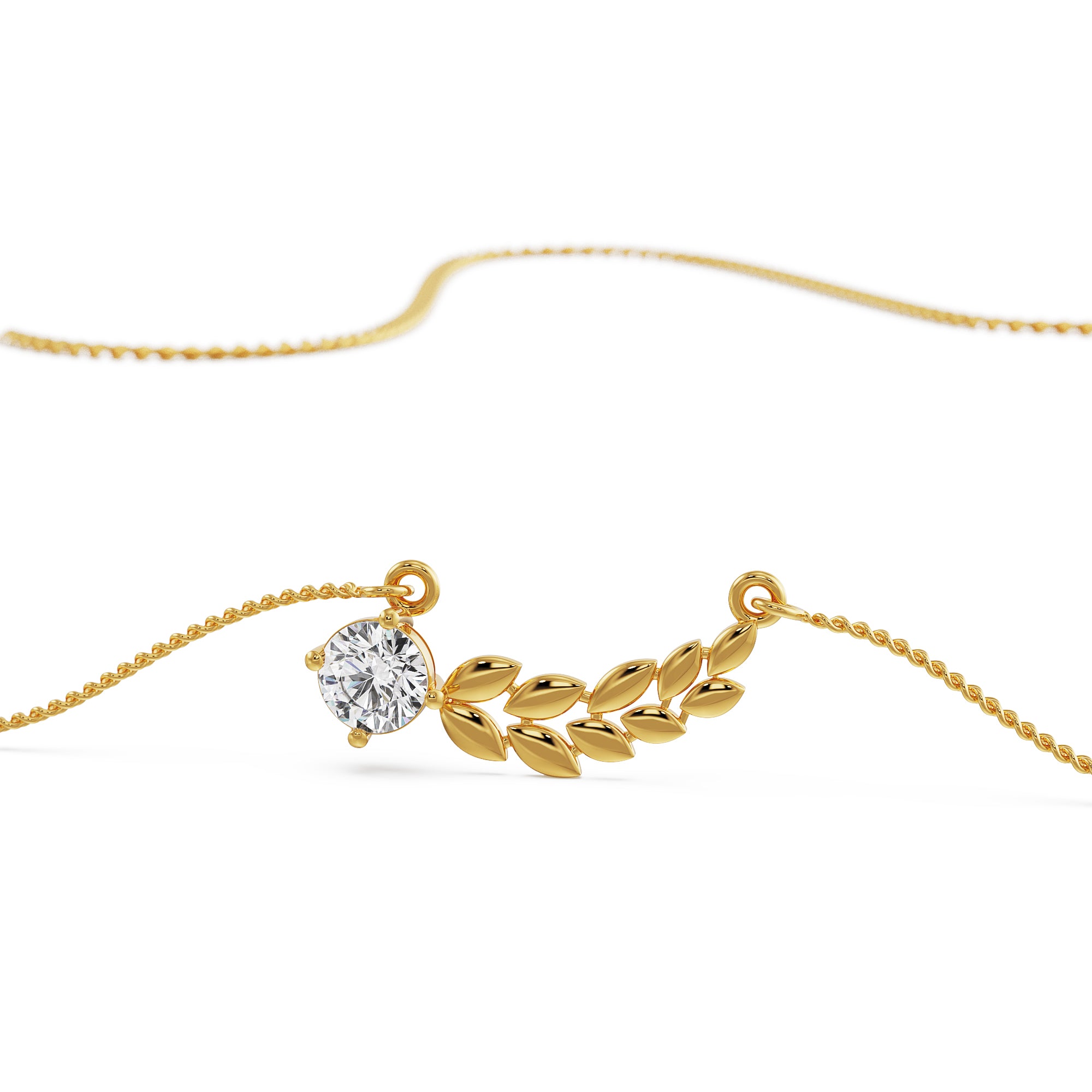 Dewy Leaf Diamond Necklace Prospective View