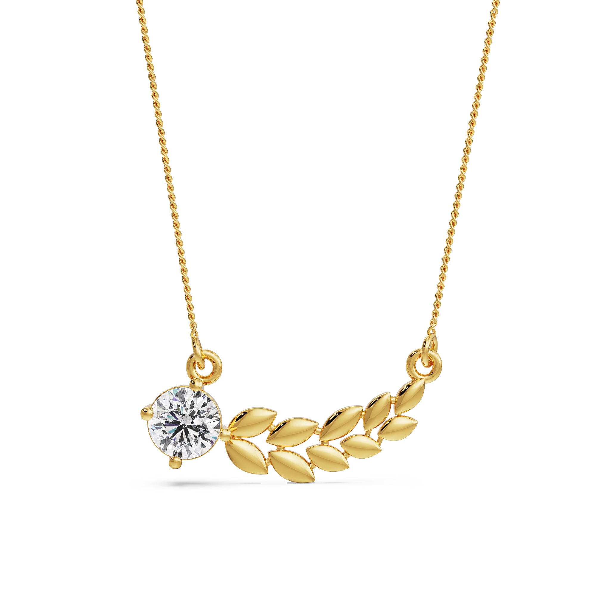 Dewy Leaf Diamond Necklace Front view