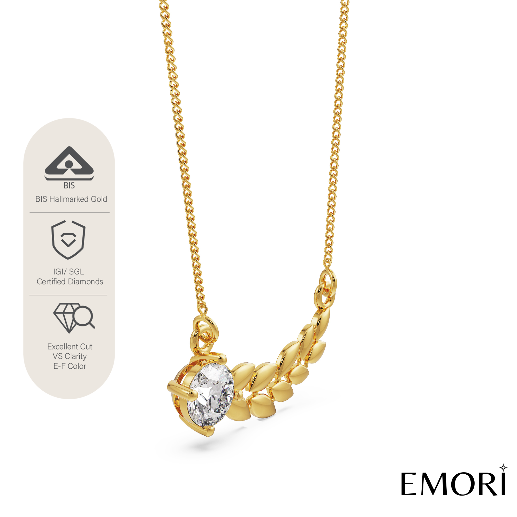 Dewy Leaf Diamond Necklace Side View