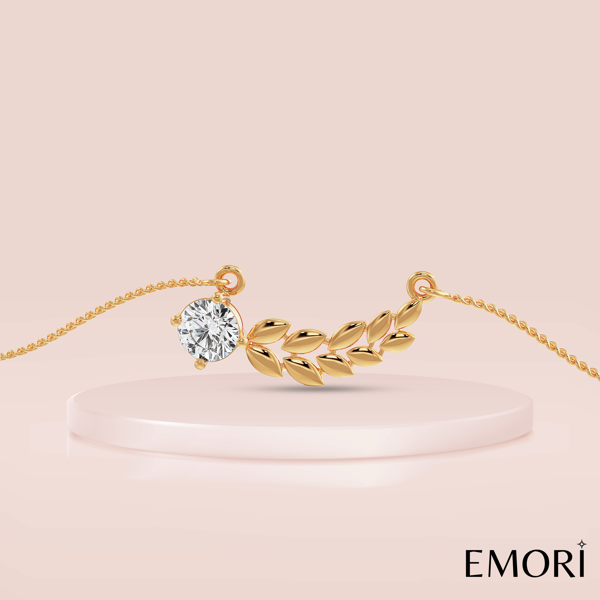 Dewy Leaf Diamond Necklace Prospective View