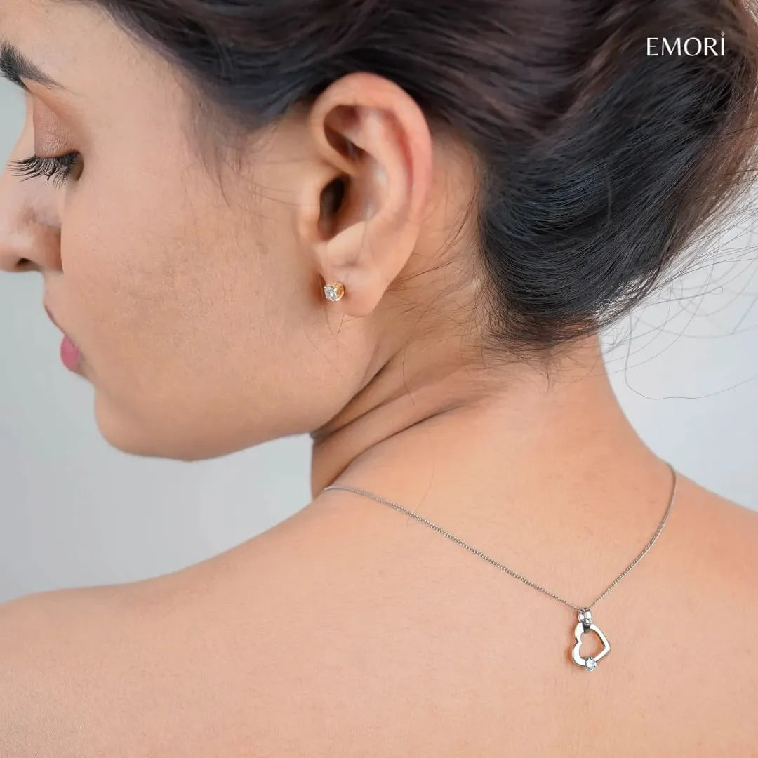 Tilted Lab Grown Diamond Heart Pendant