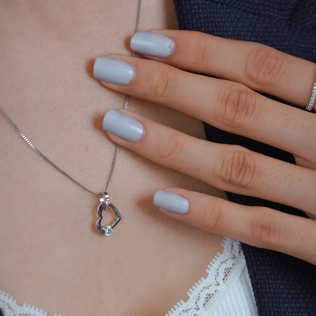 Tilted Diamond Heart Pendant Prospective view