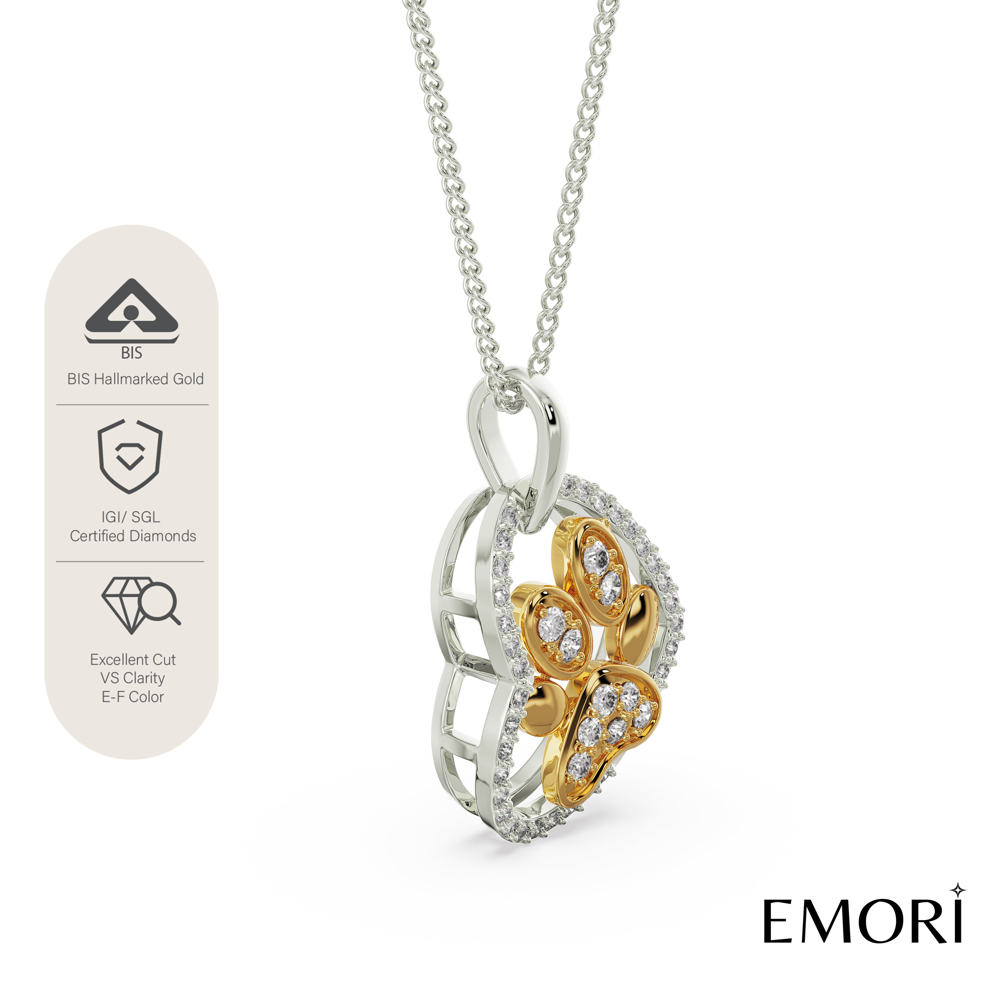 Diamond Dog Paw Pendant Side View