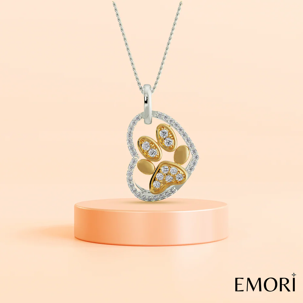 Lab-Grown Diamond Dog Paw Pendant 9KT