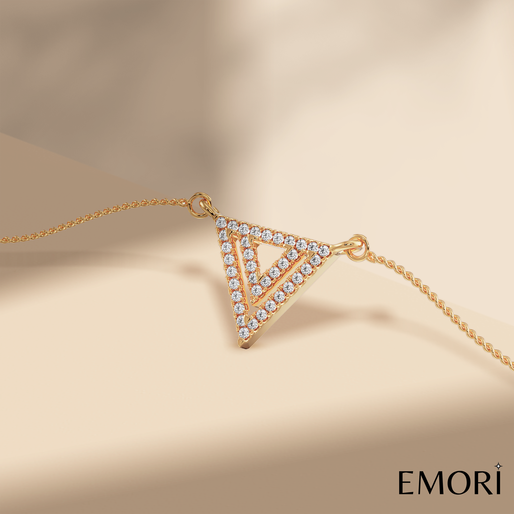 Inverted Triangle Diamond Necklace Prospective View