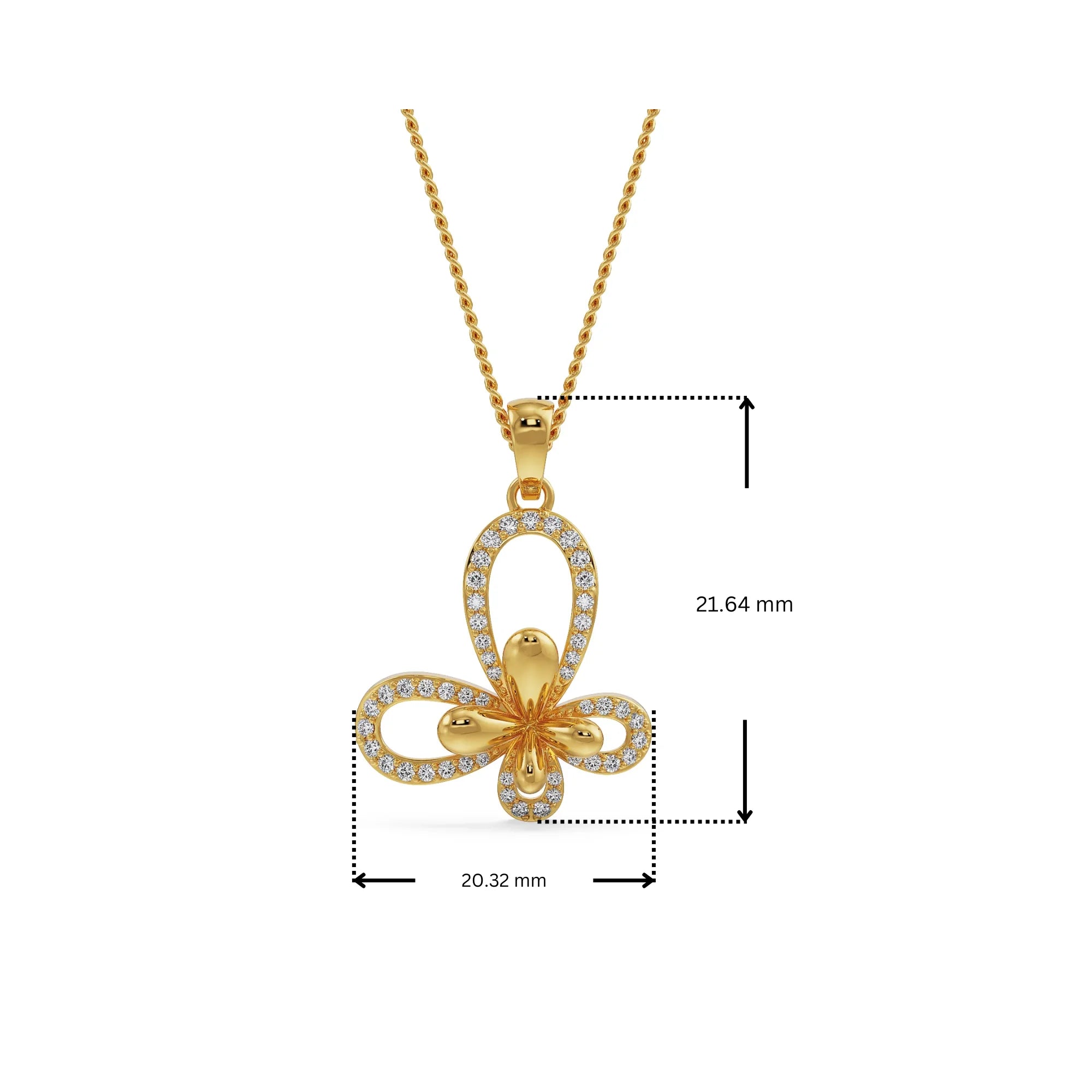 Floral Butterfly Lab Grown Diamond Pendant 9KT