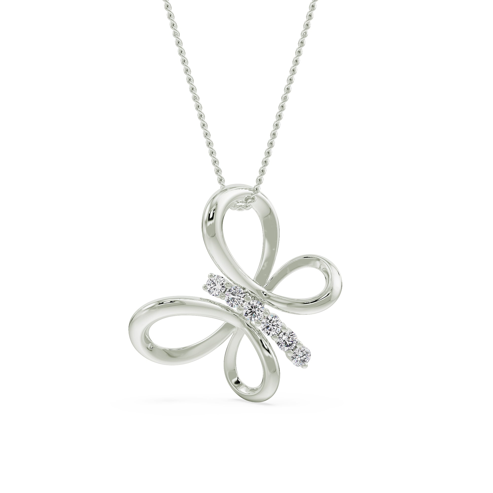 Diamond Butterfly Dream Pendant Front view in 9KT