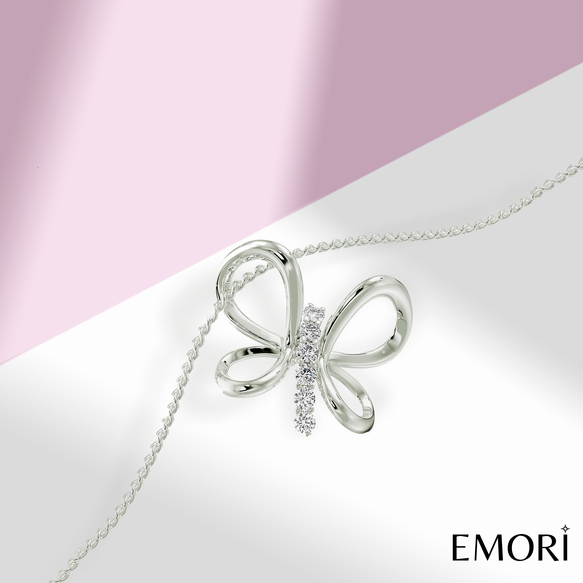 Diamond Butterfly Dream Pendant Front View