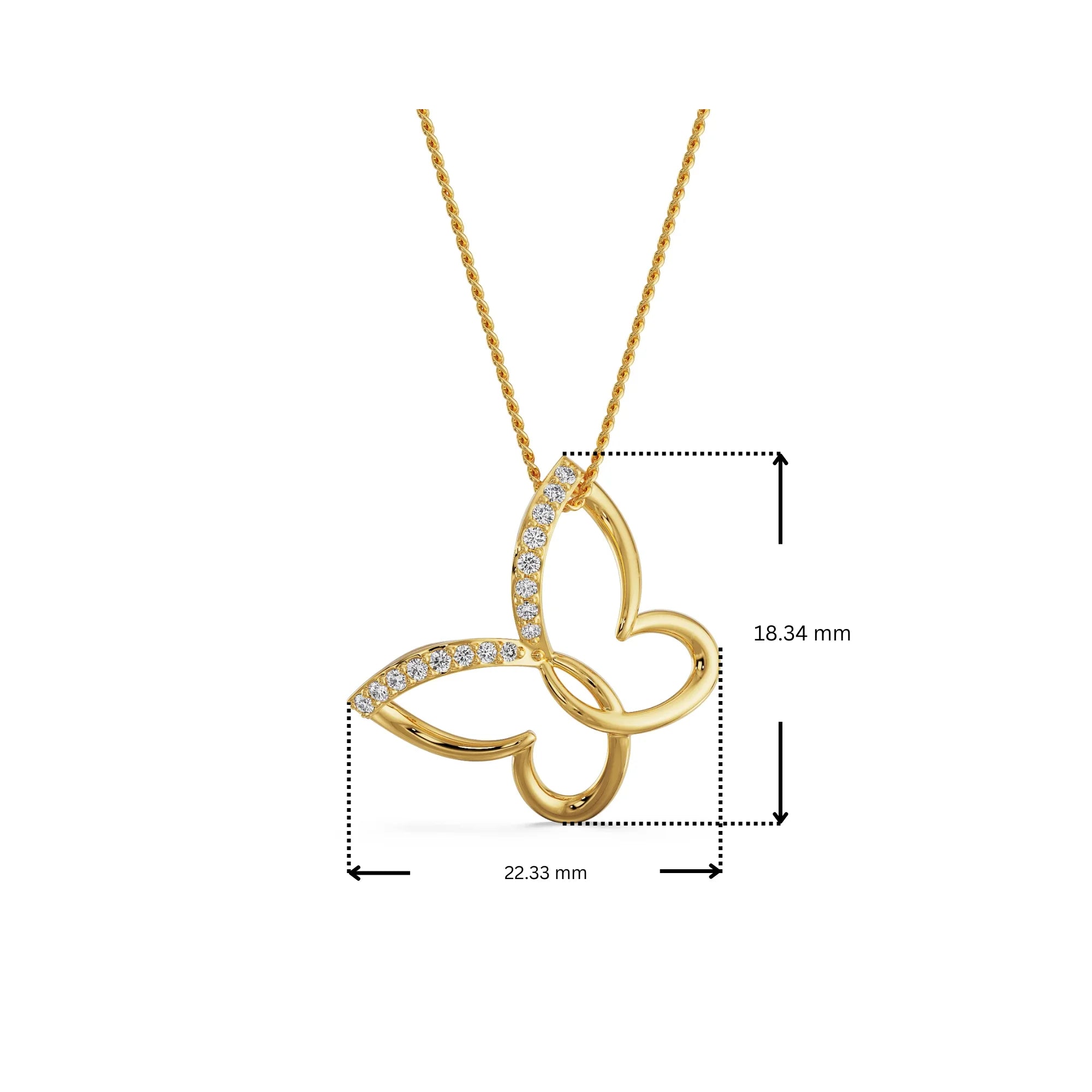 Minimalist Butterfly Lab Grown Diamond Pendant 9KT