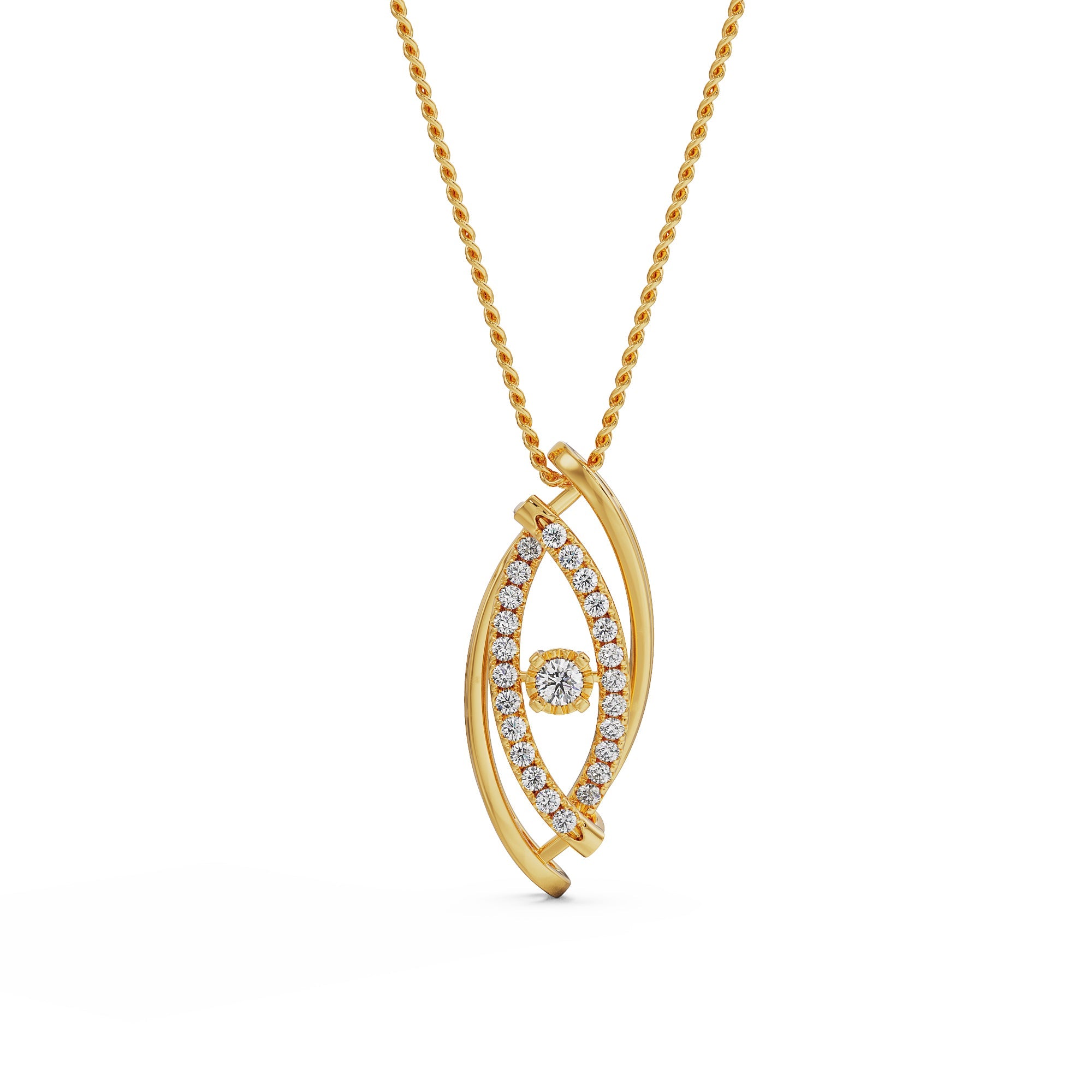Classic Evil Eye Diamond Pendant Front view in 9KT