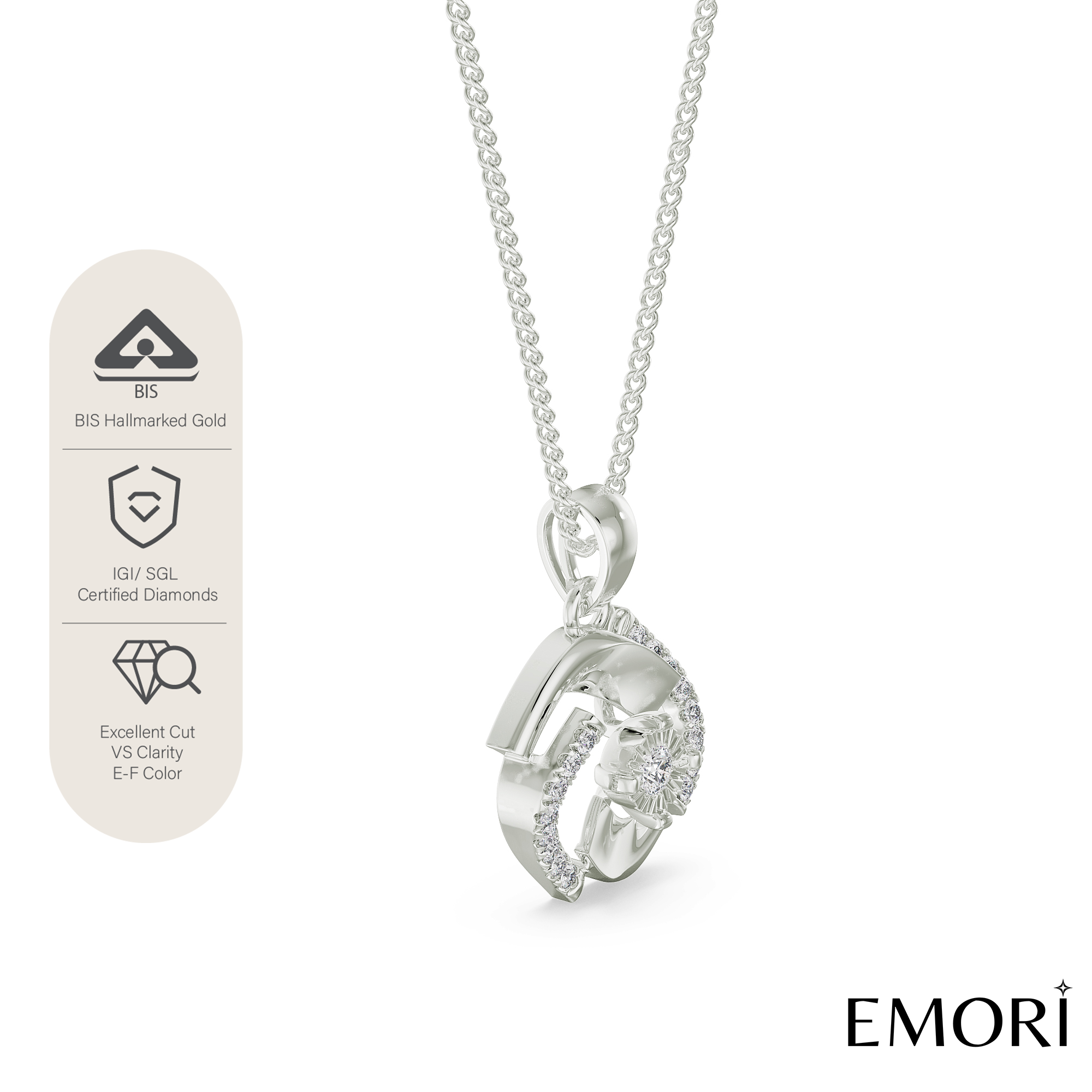 Evil Eye Diamond Pendant Side View