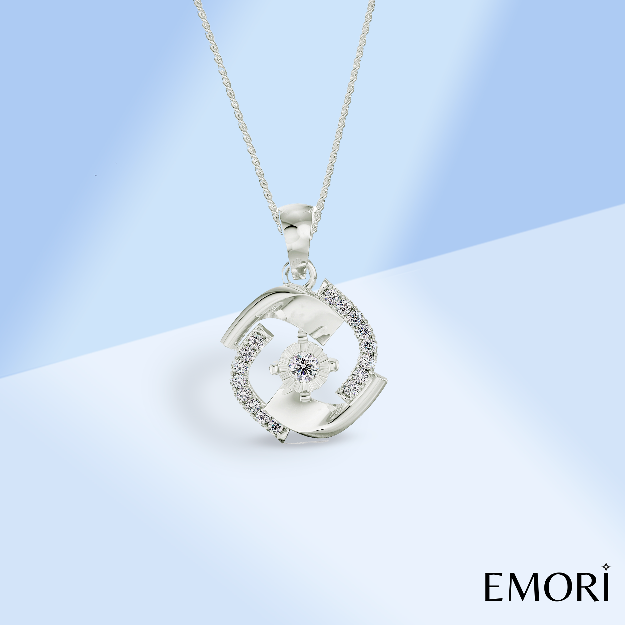 Evil Eye Diamond Pendant Front View