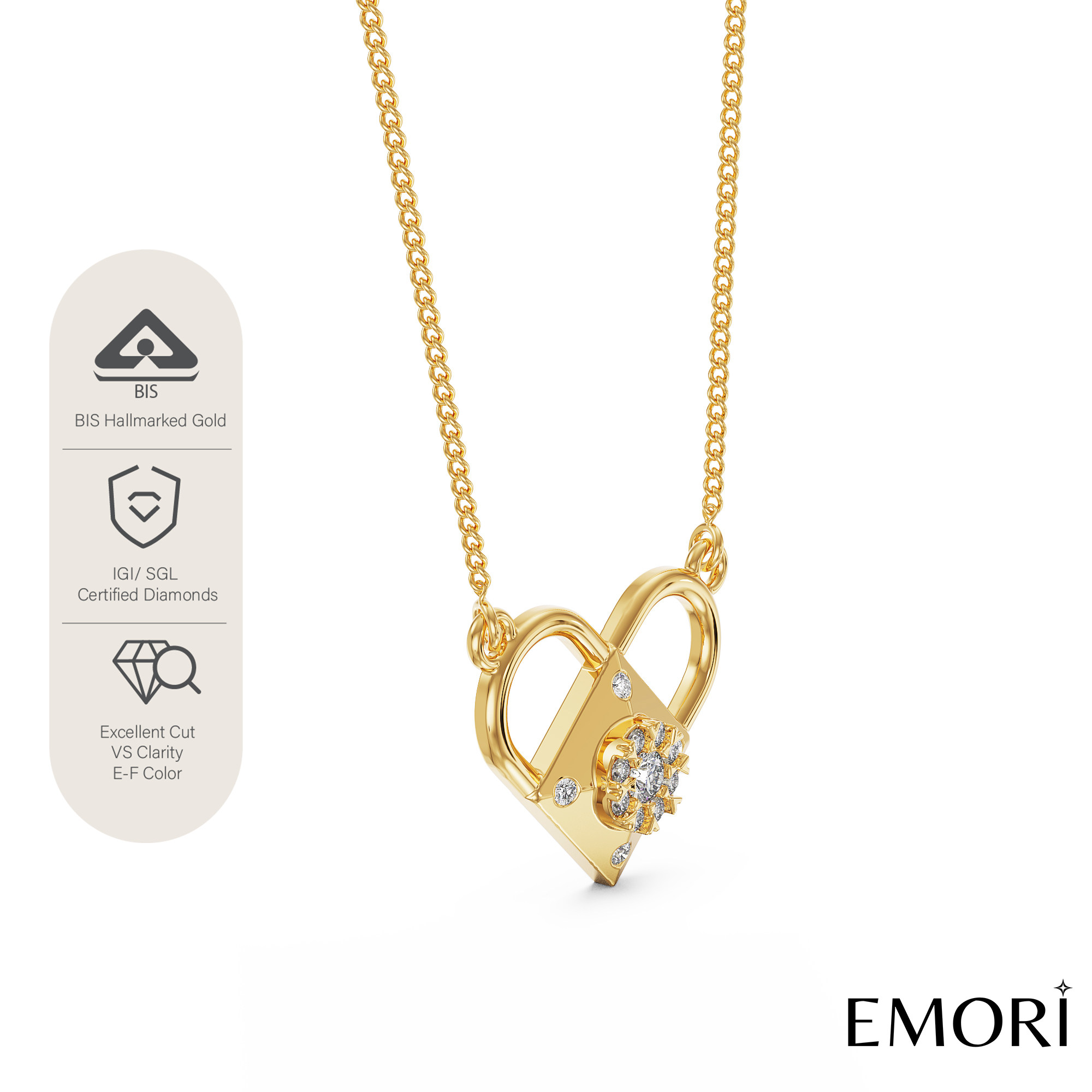 Heart of Eternity Diamond Necklace Side View