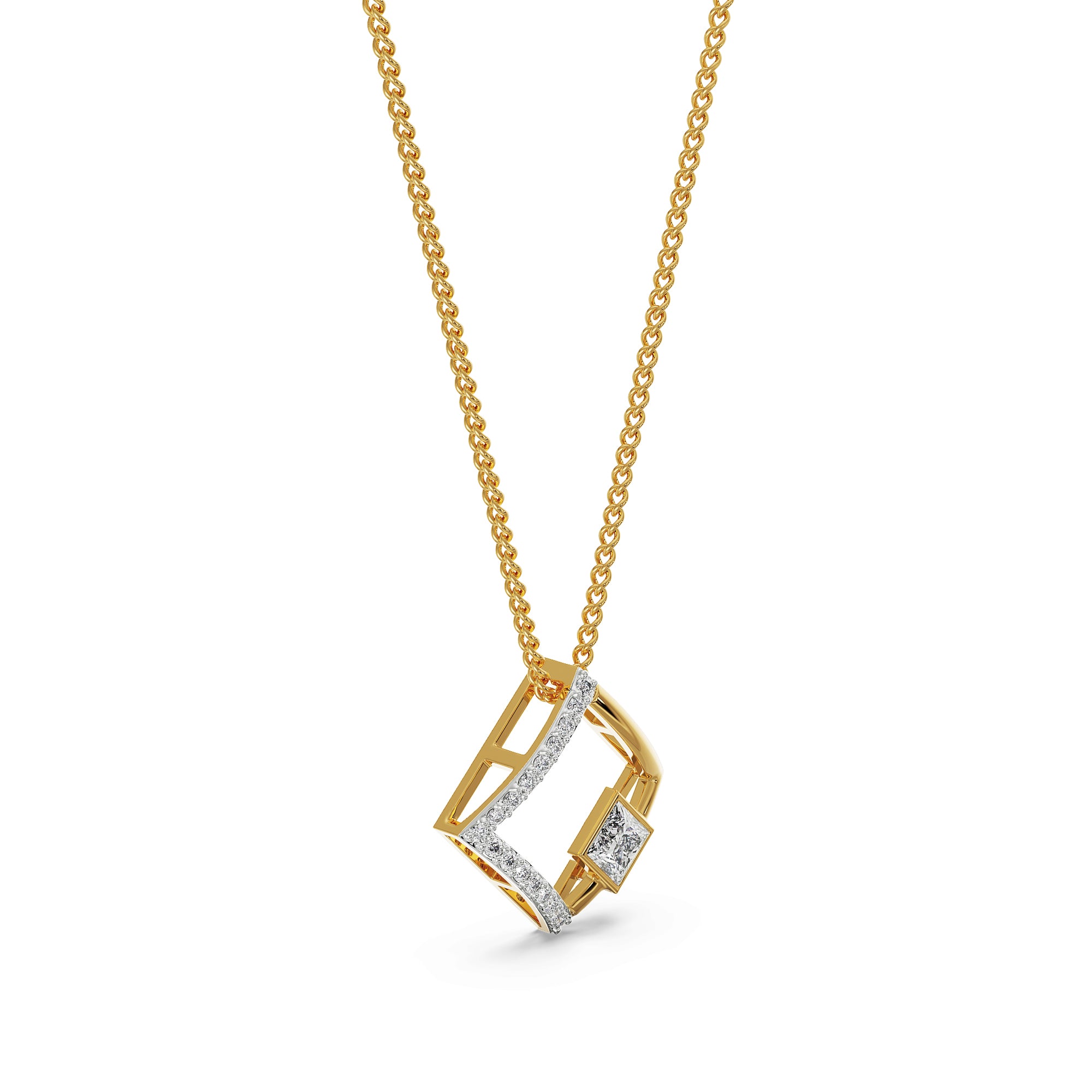 Princess Cut Diamond Pendant Side View