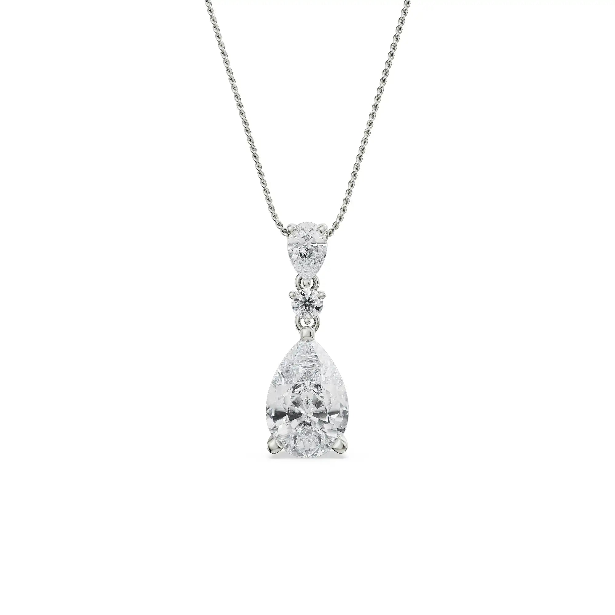 Pear Diamond Drop Pendant Front View