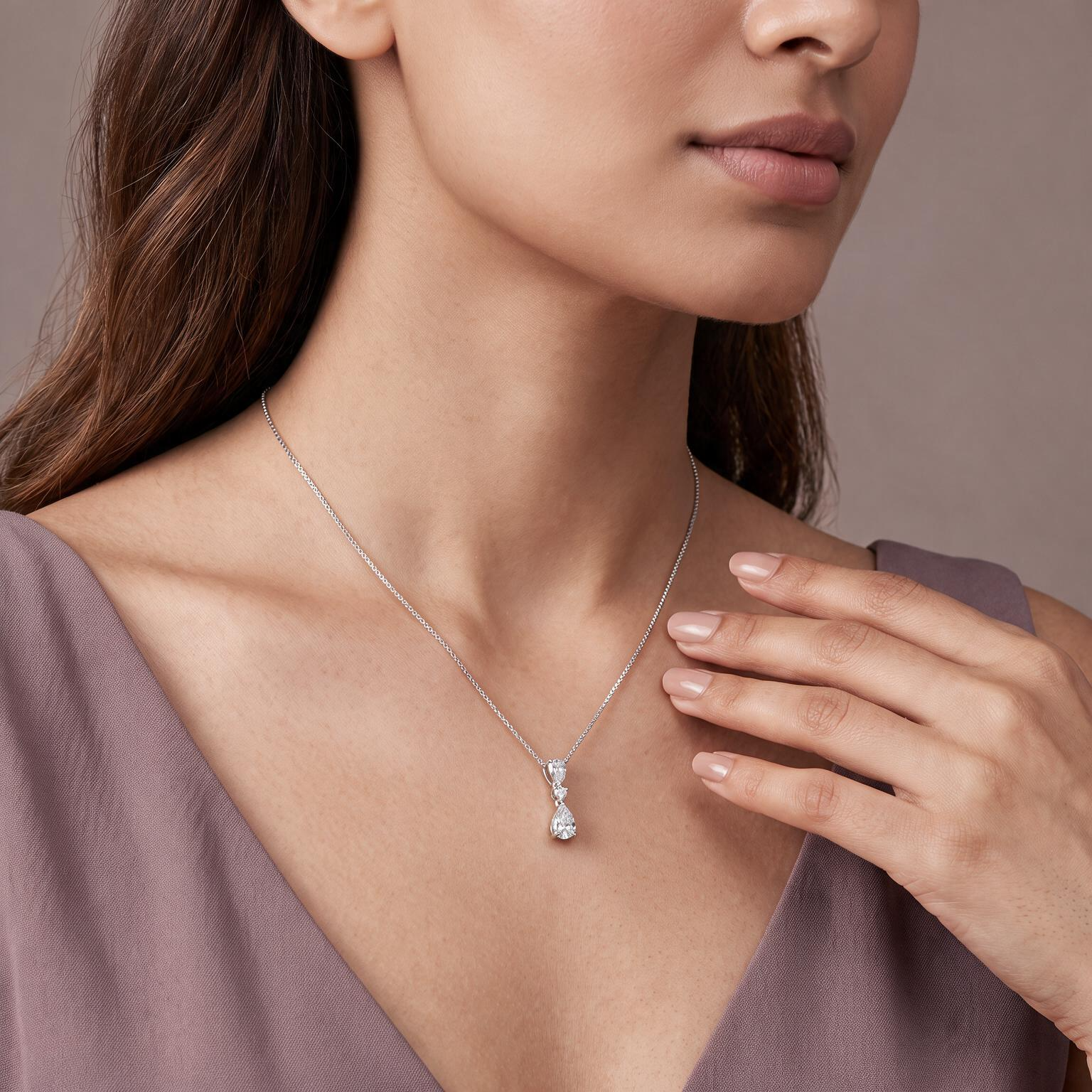 Pear Lab Grown Diamond Drop Pendant