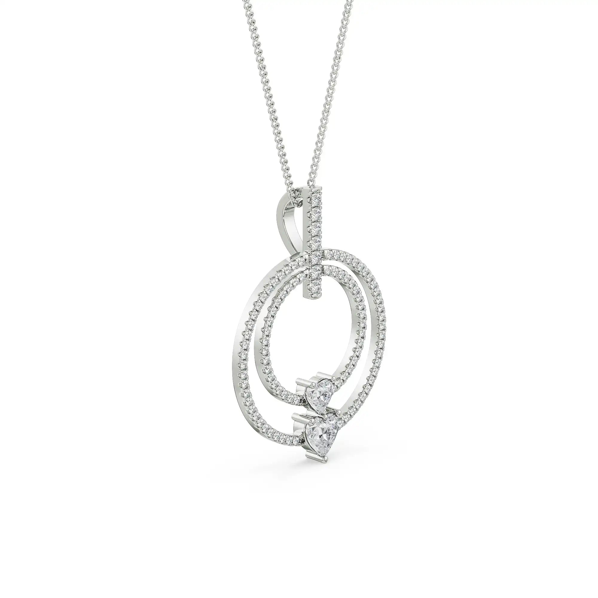 Circle-Heart Diamond Pendant Side View