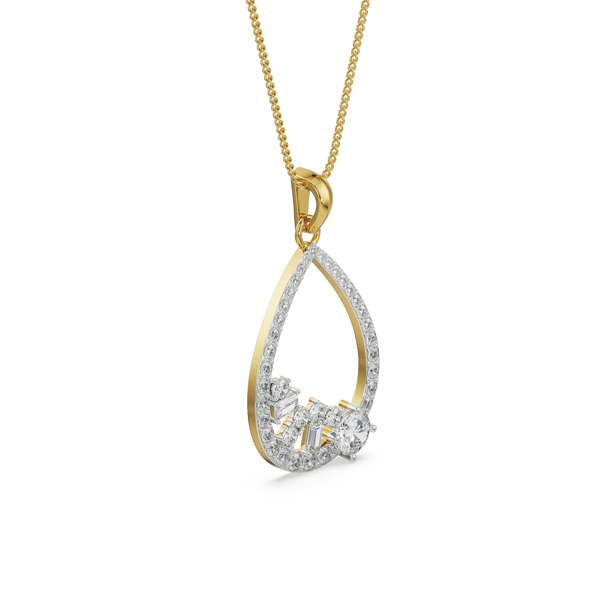 Cluster Drop Multi Diamond Pendant Side View
