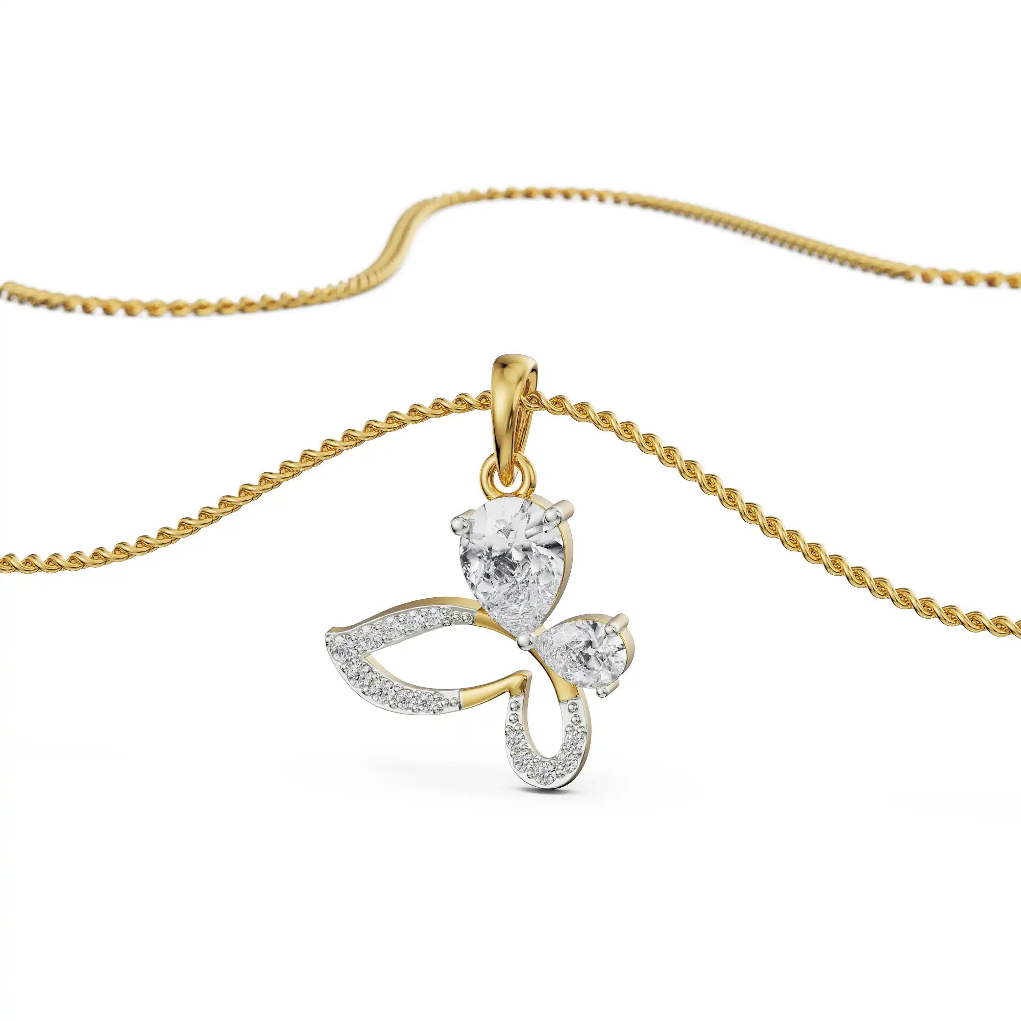 Butterfly Blue Gemstone Pendant Prospective View in 9KT