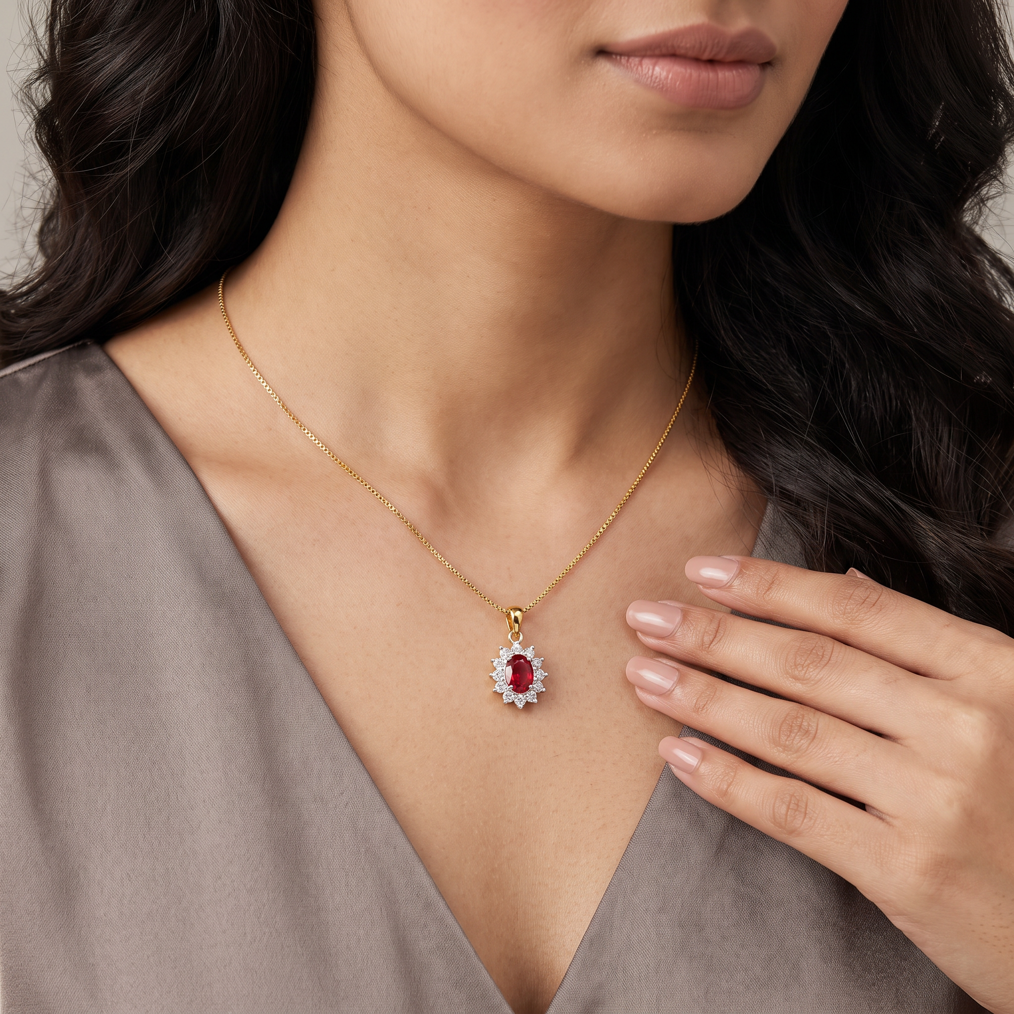 Vintage Gemstone Lab Grown Diamond Pendant