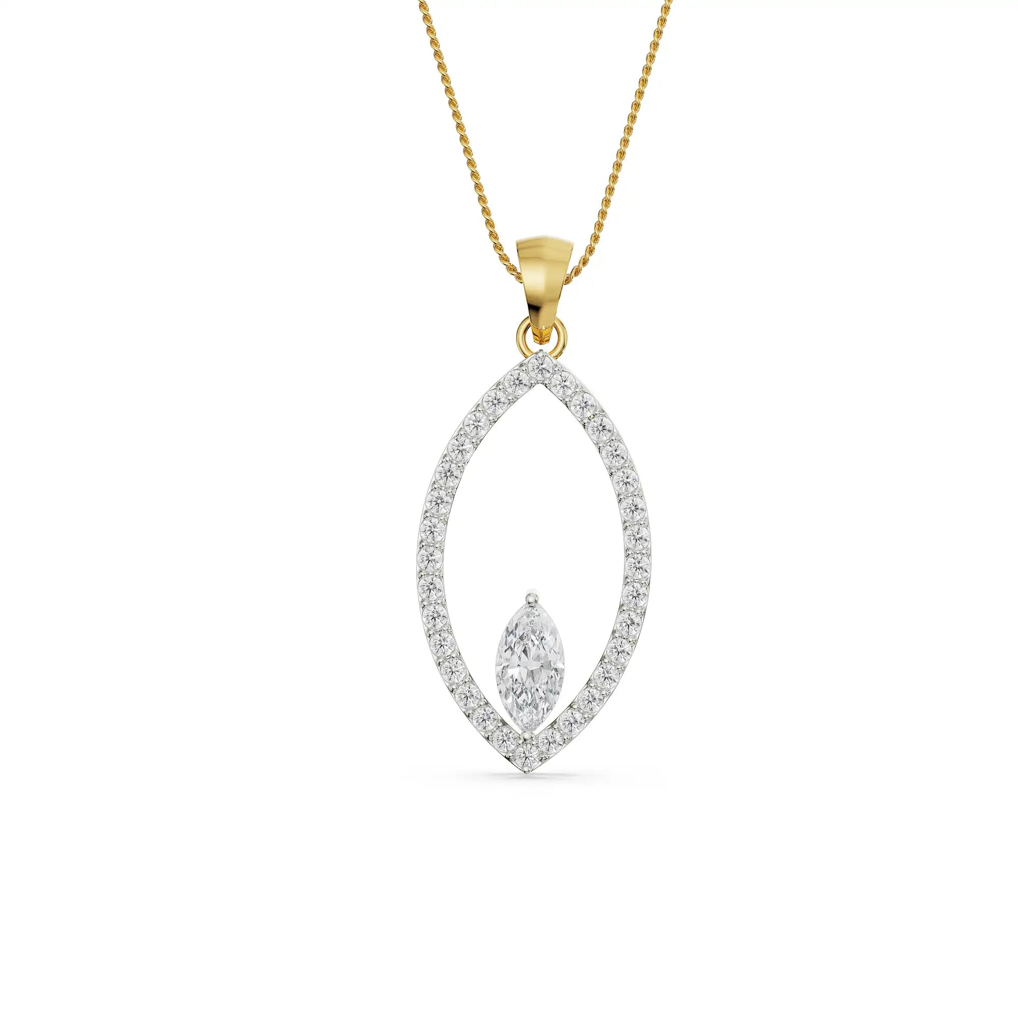 Marquise Diamond Pendant Front View