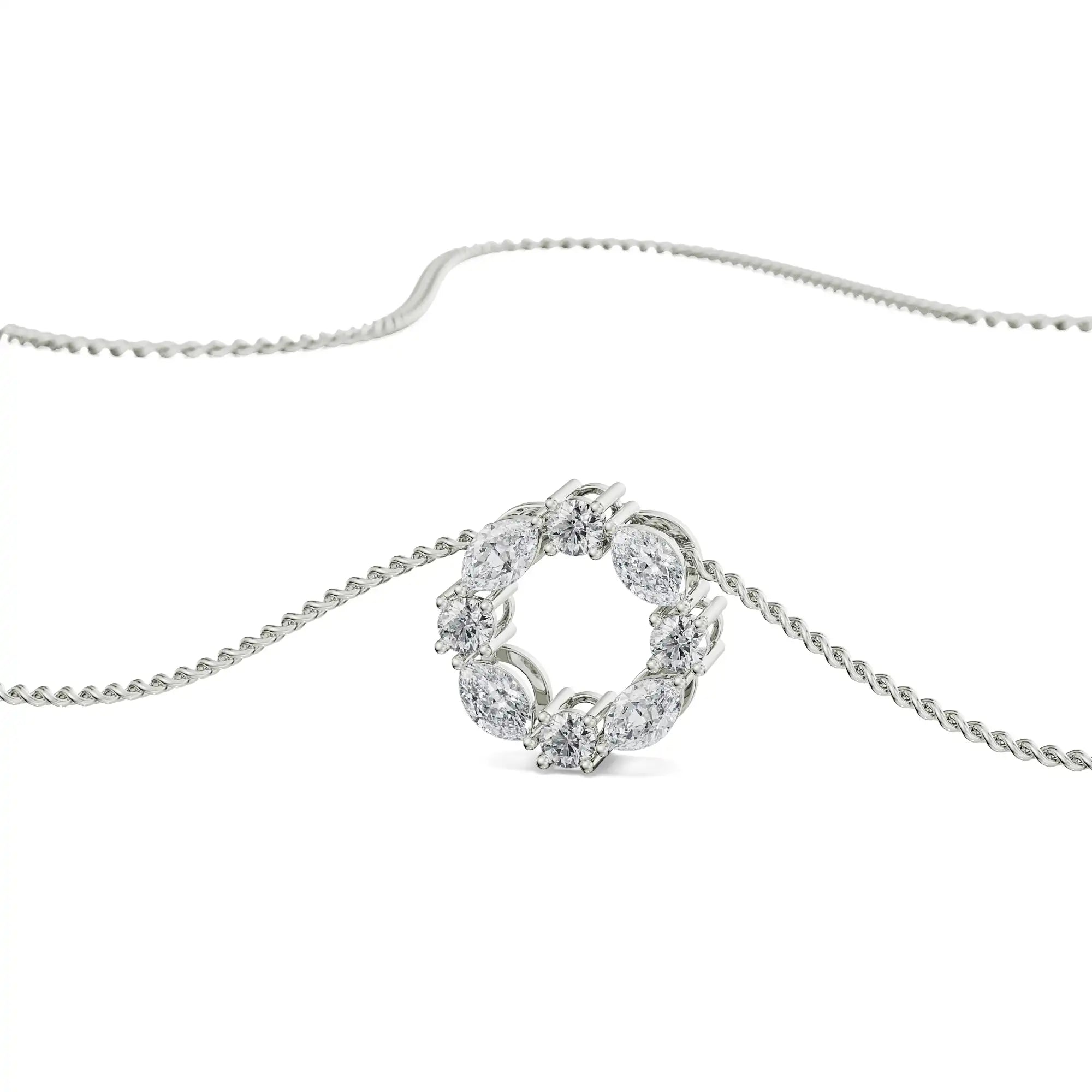 The Dewy Leafy Pendant Prospective View in 9KT