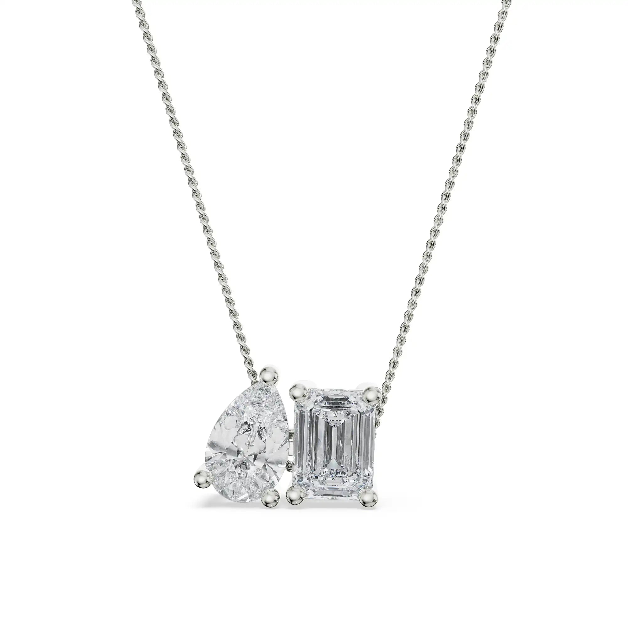 Two Stone Diamond Pendant Front View