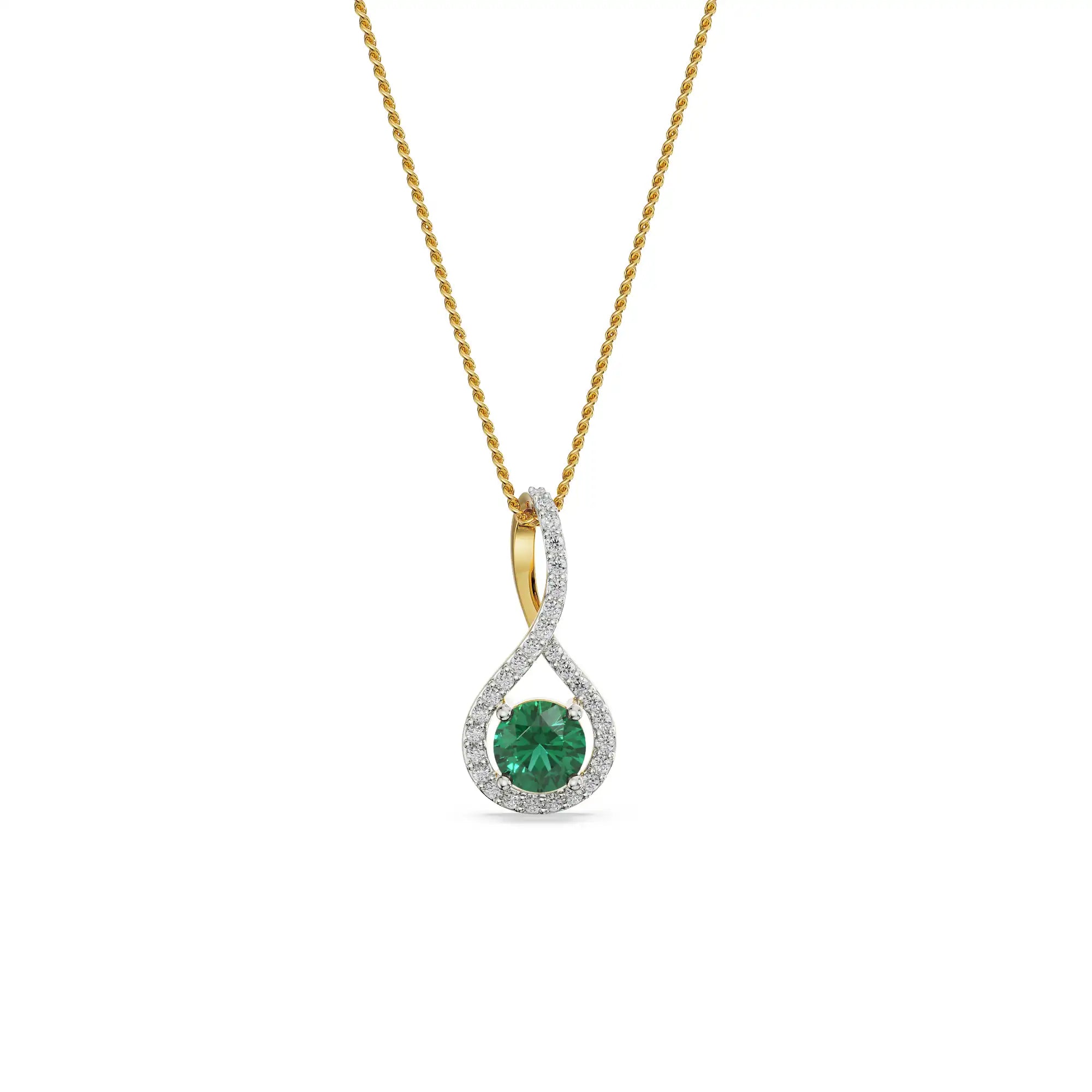 Emerald Pave Diamond Pendant Front View