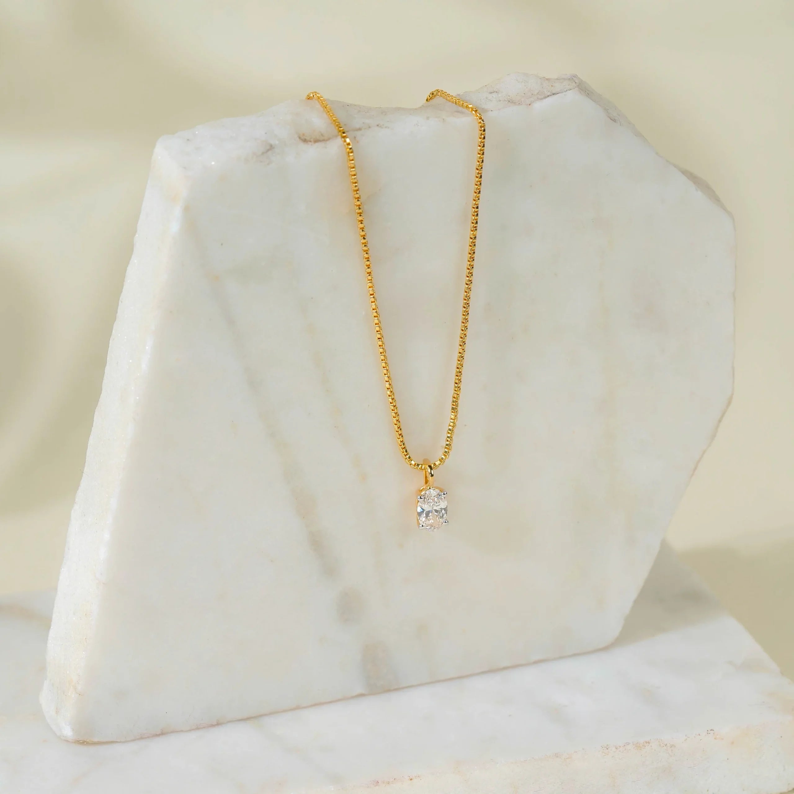 Solitaire Oval Diamond Pendant Prospective View