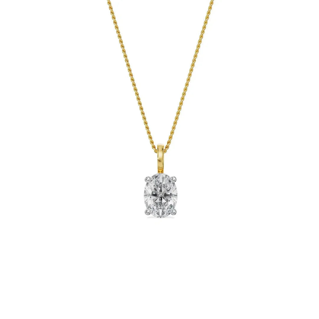 Solitaire Oval Lab Grown Diamond Pendant - front view in 9KT