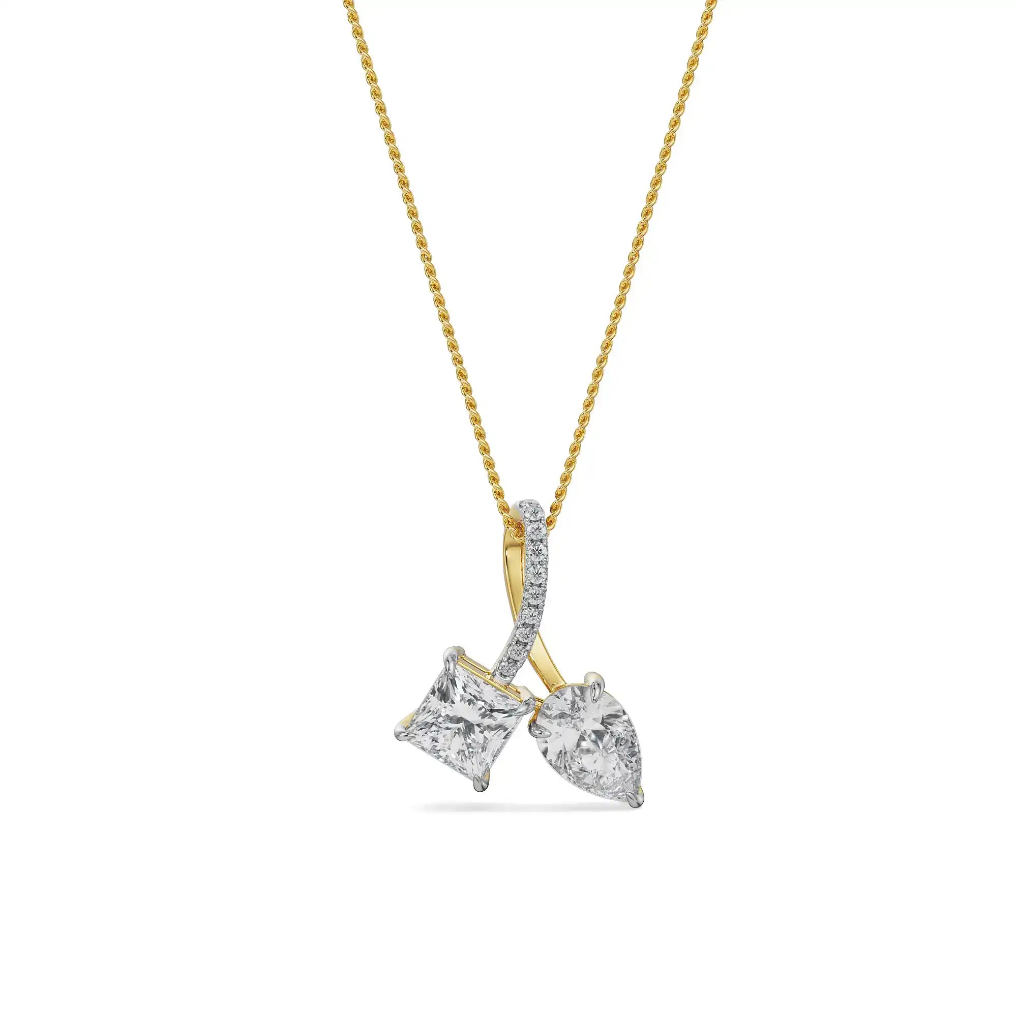 Square Pear Diamond Pendant Front View